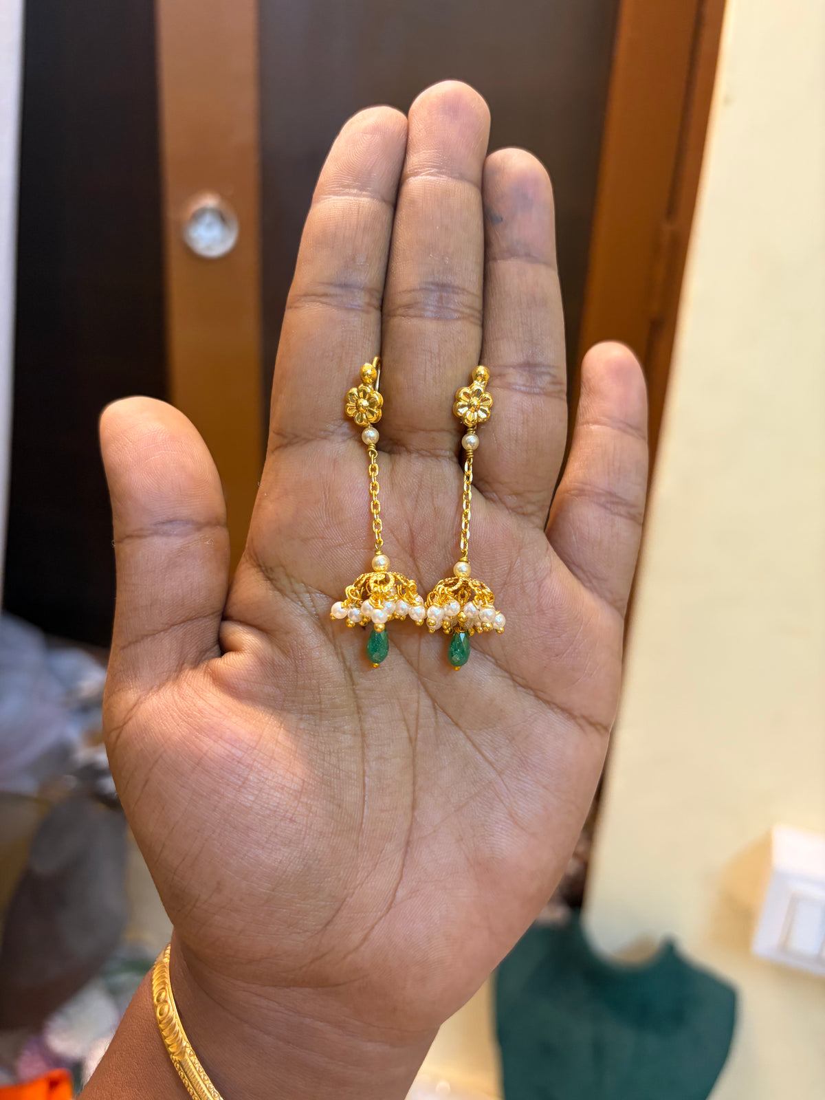 Gold antique hook Jhumka