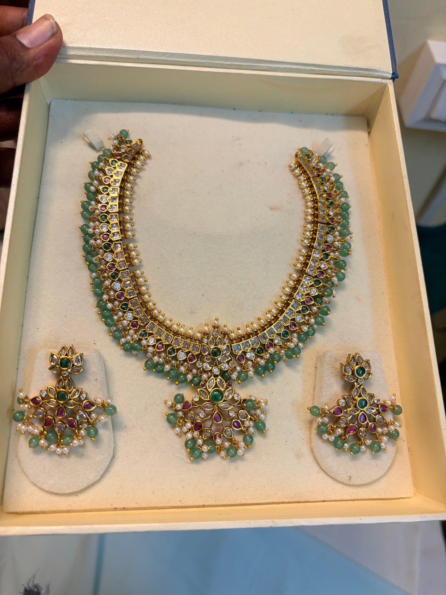 Real kemp stones jadau Kundan necklace set