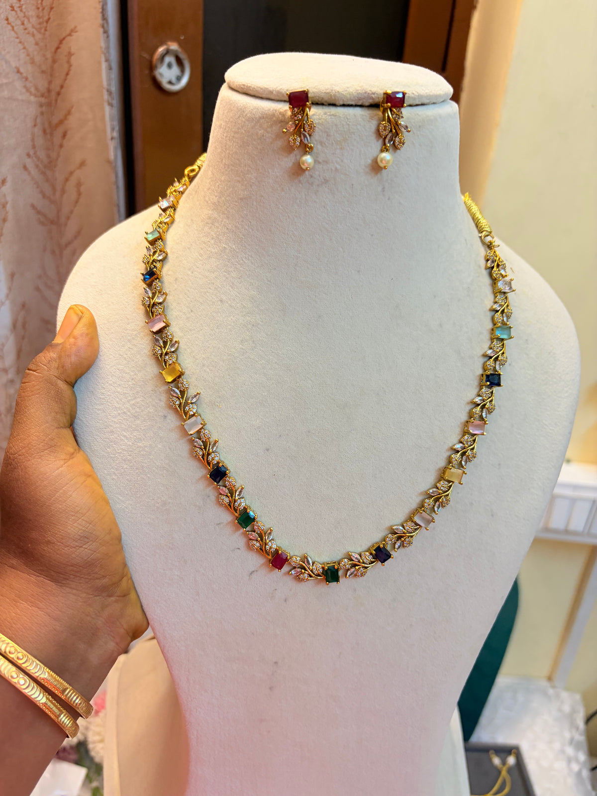 Cz stone multicolour jadau semiharam