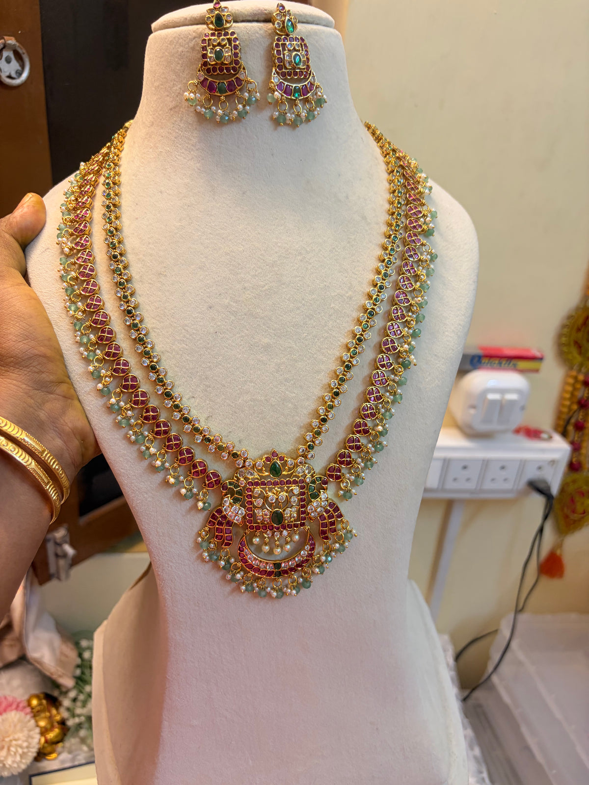 Pure kemp stones jadau brass made haram premium quality