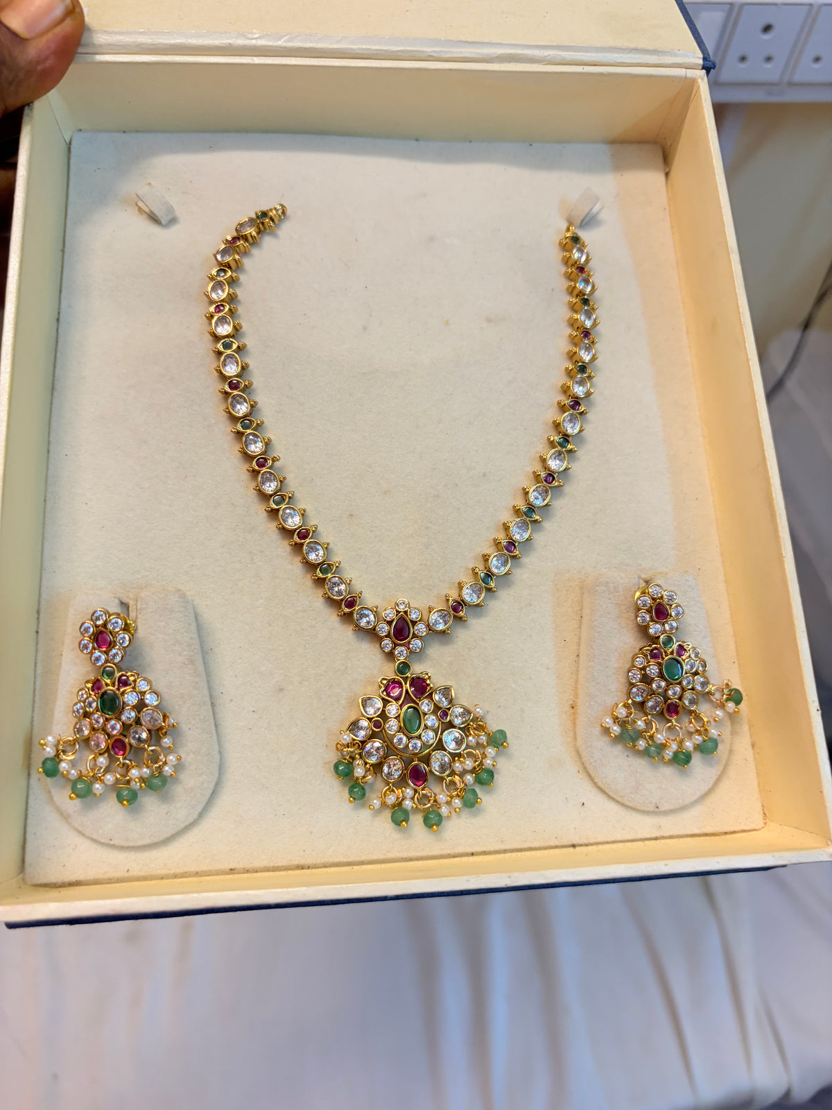 Classic kemp stones jadau antique necklace set