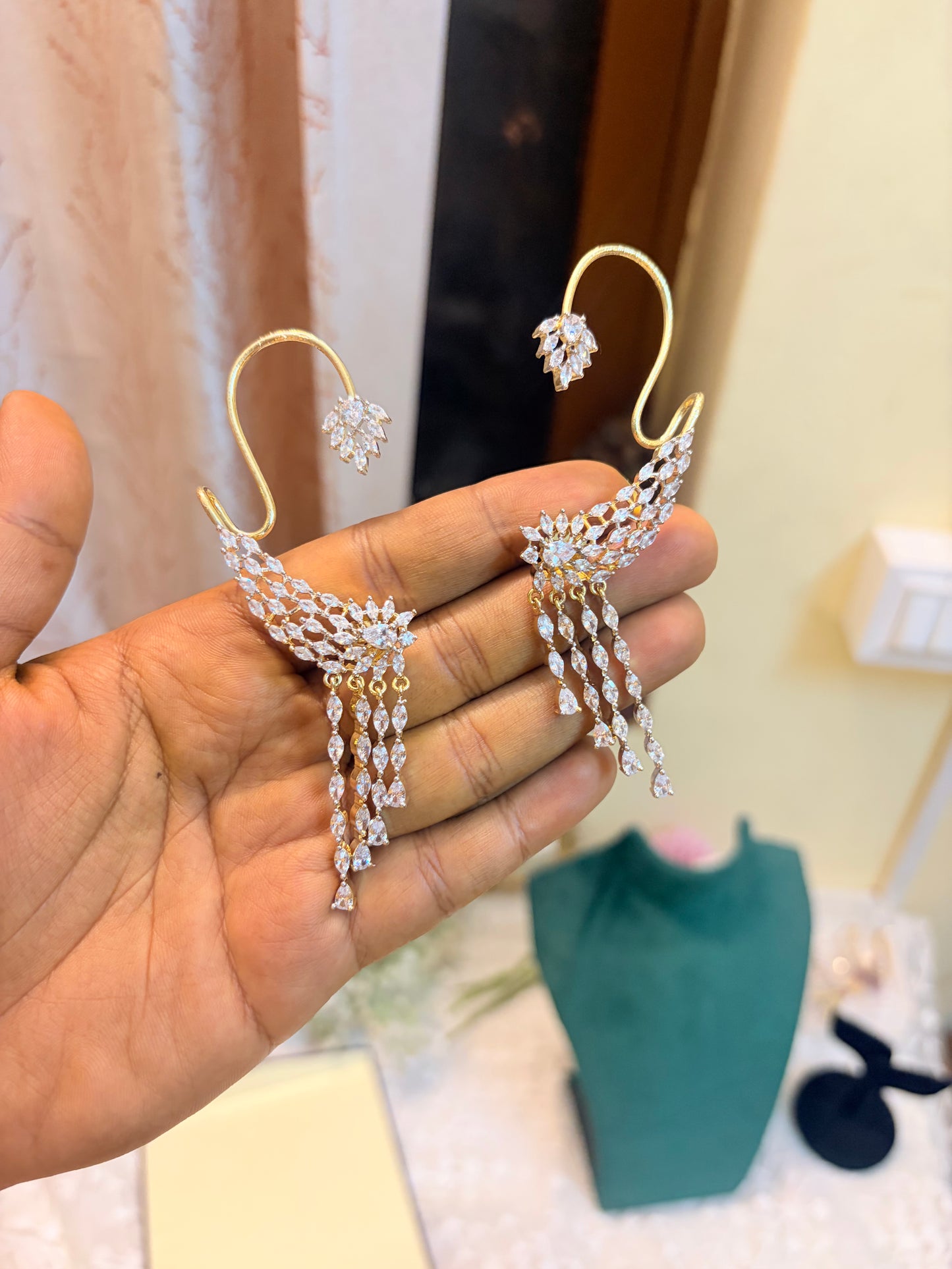 Gj polish earcuff drop earrings