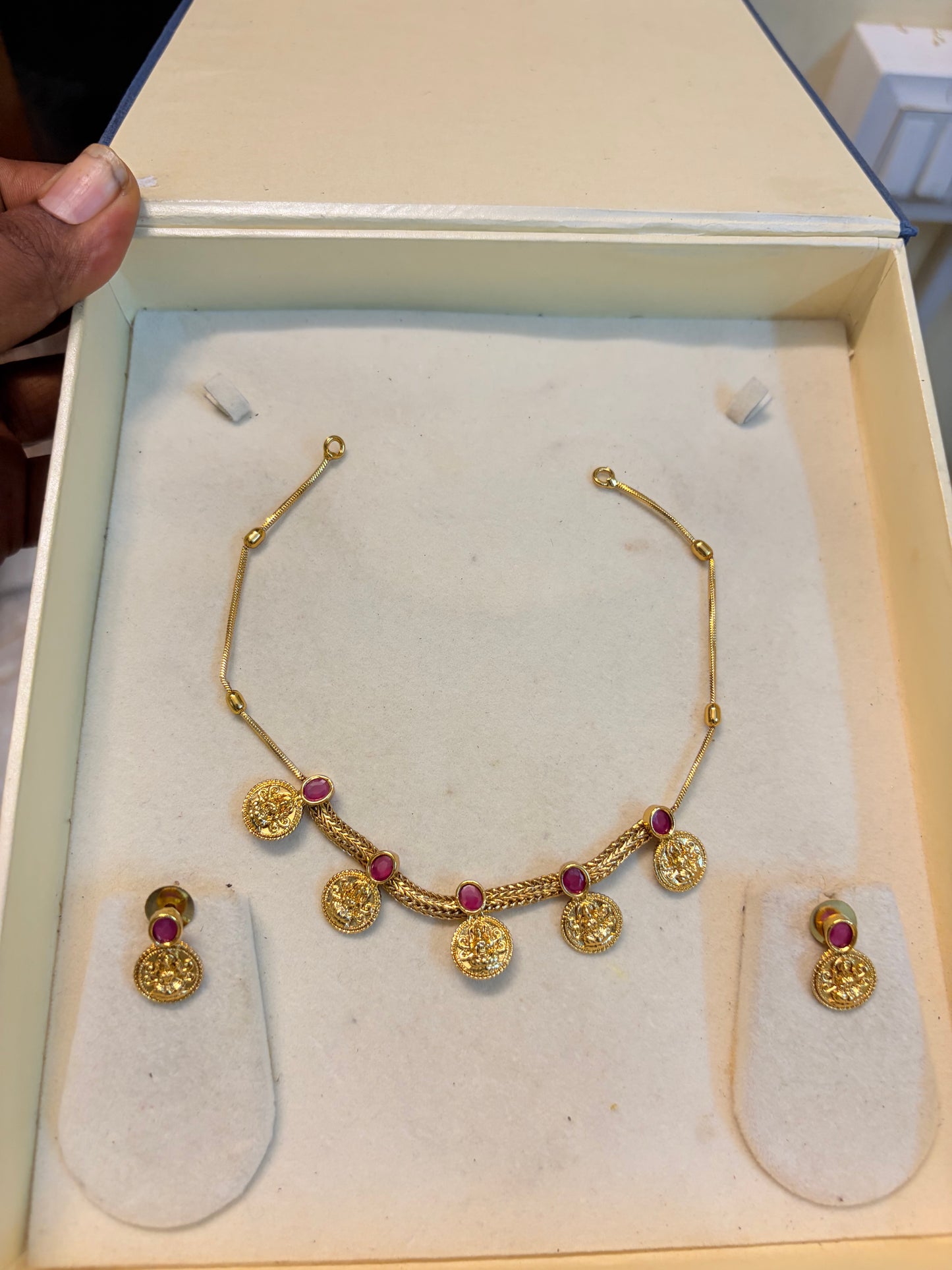 Lakshmi coin Ruby kids choker set