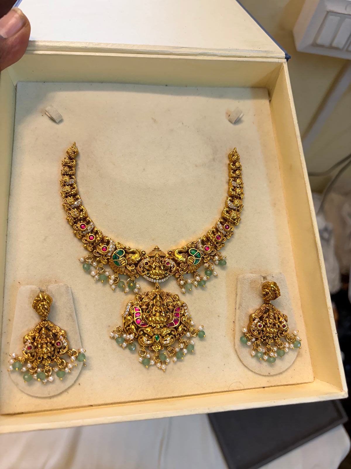 Classic jadau Kundan Lakshmi necklace set premium quality