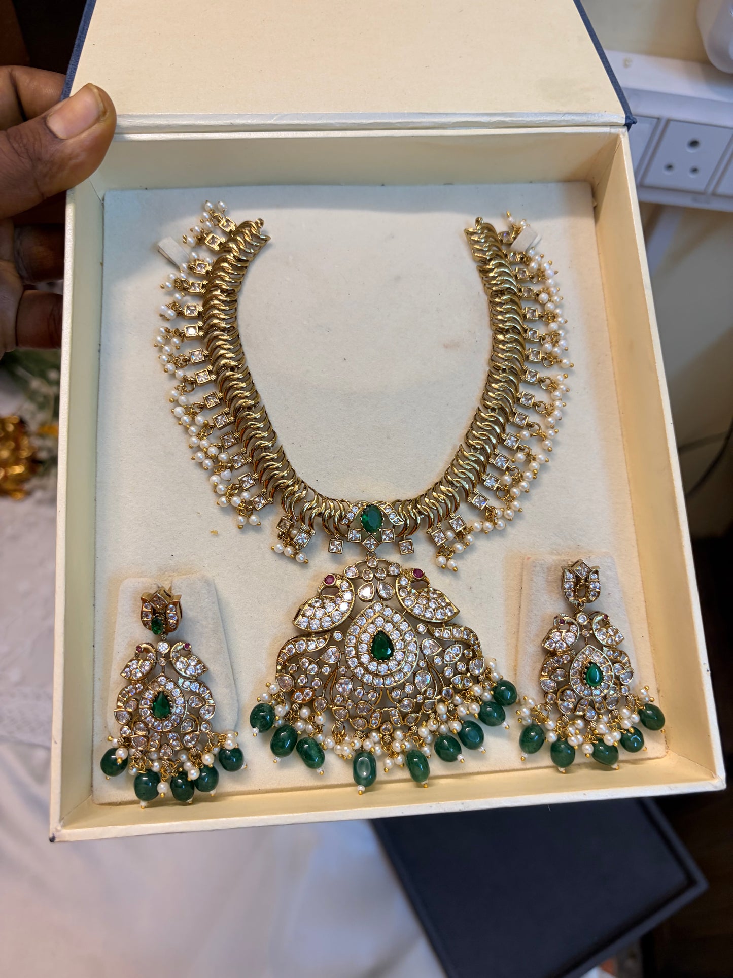 AD stones jalebi jadau necklace set