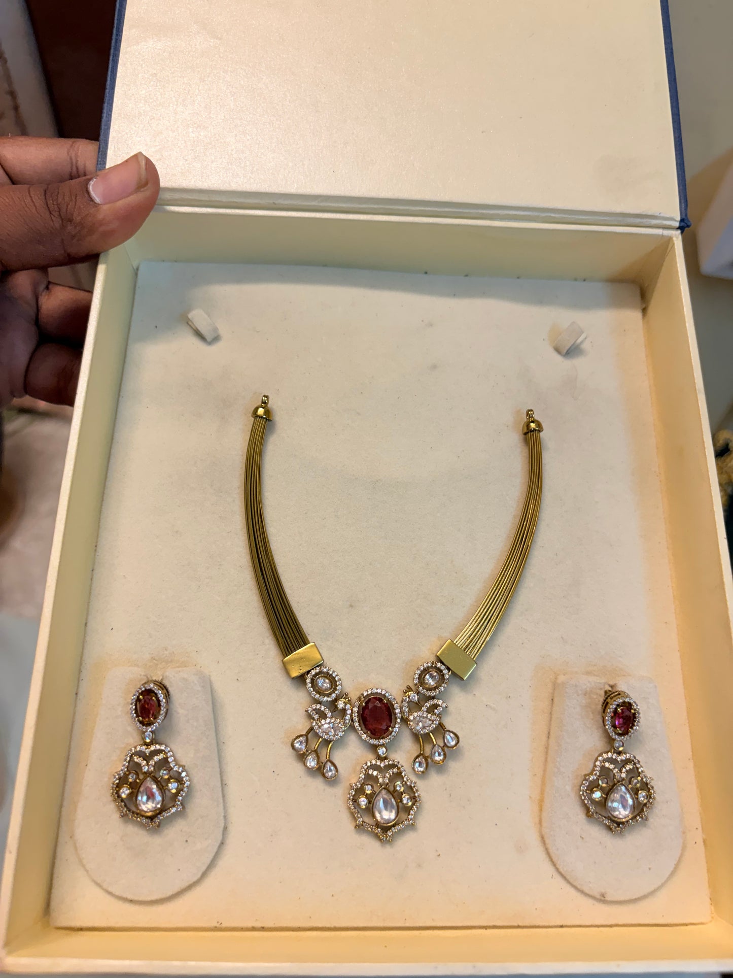 Designer Ruby stone Polki Kundan Kanti set
