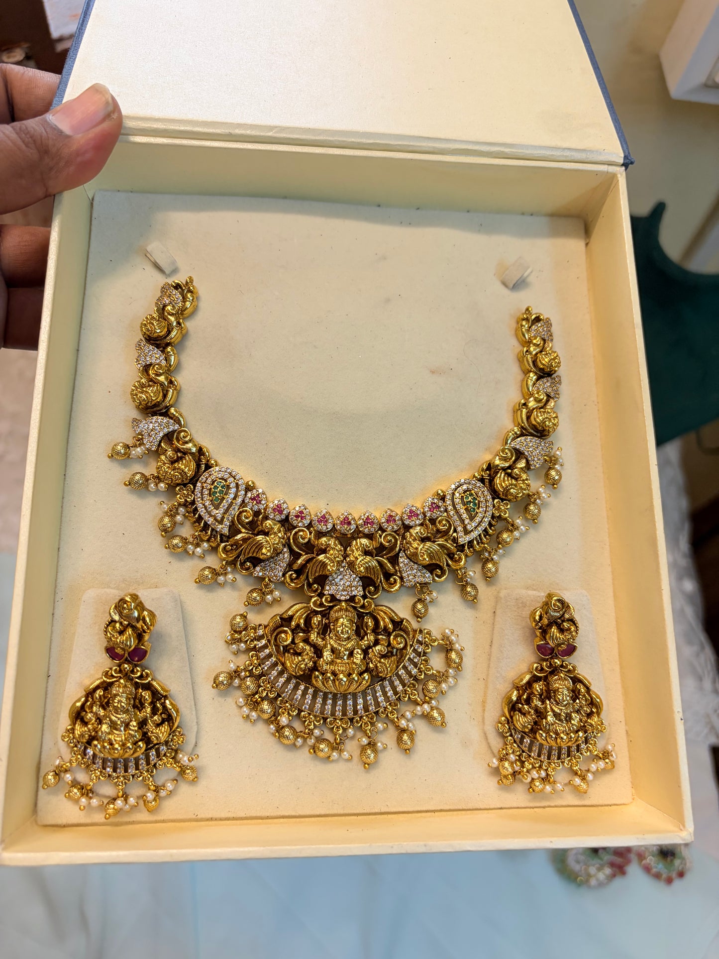 Gold Nakshi Jadau necklace set premium quality