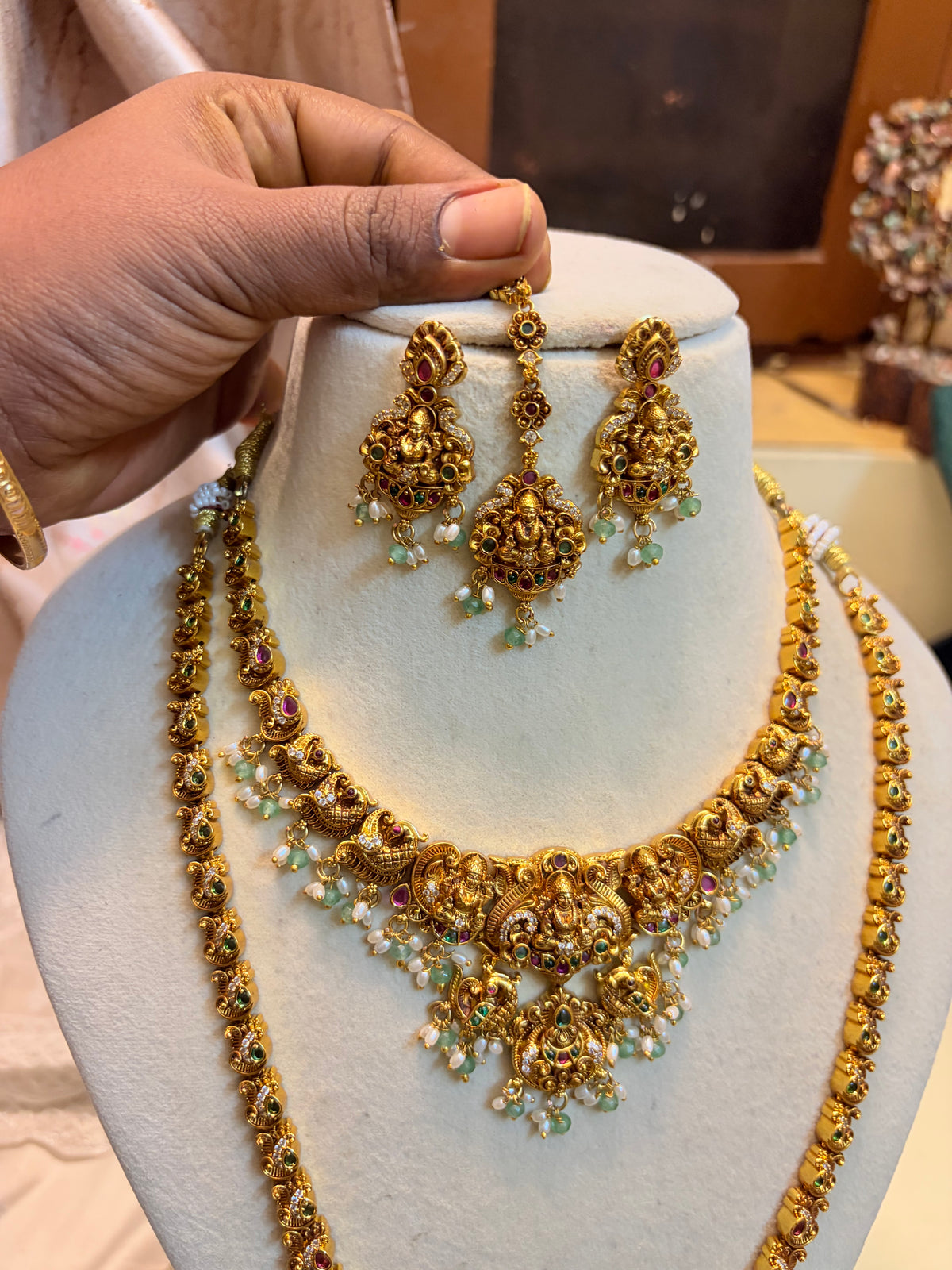 Gold Nakshi jadau combo set premium quality
