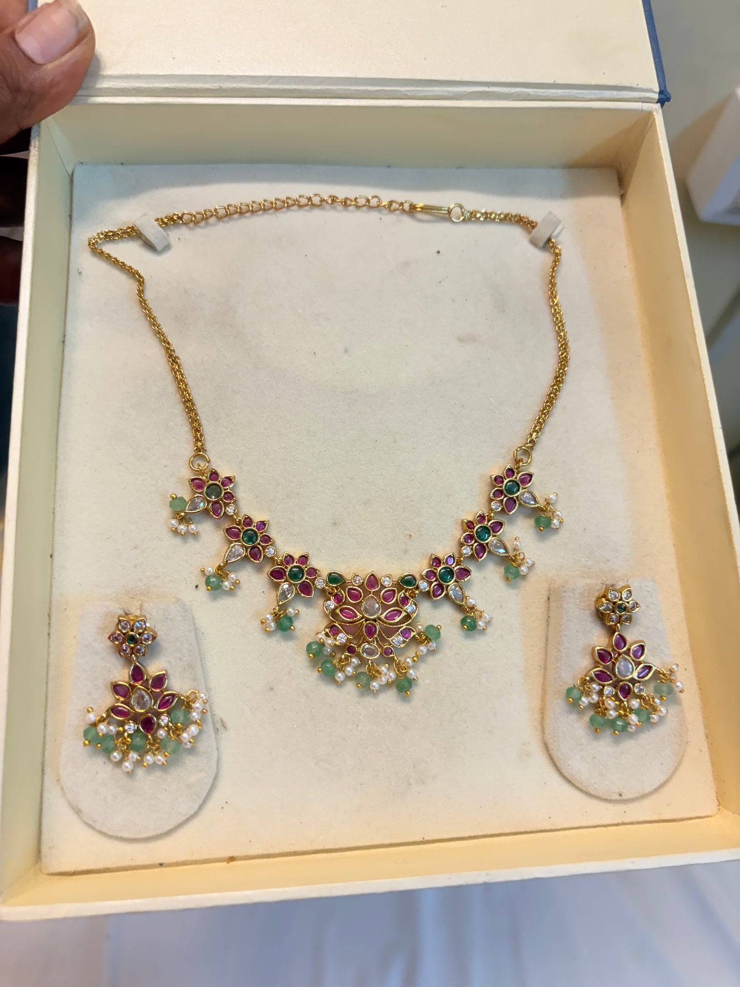 Antique kemp stones jadau choker set