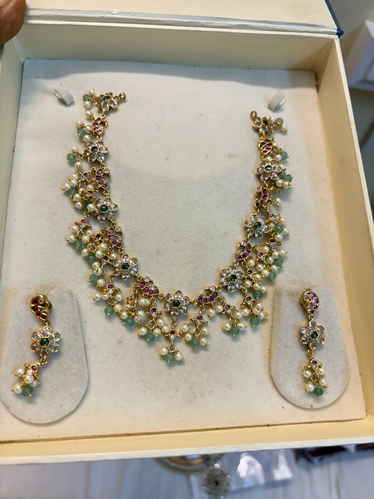 Real kemp stones jadau choker set premium quality