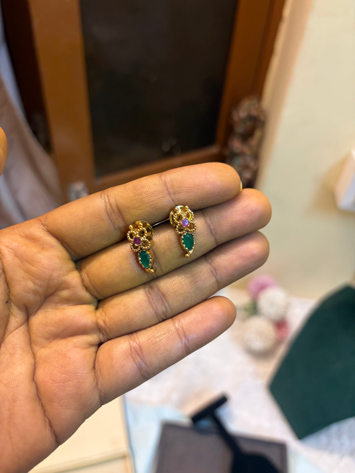 Cz stone gold antique choker set