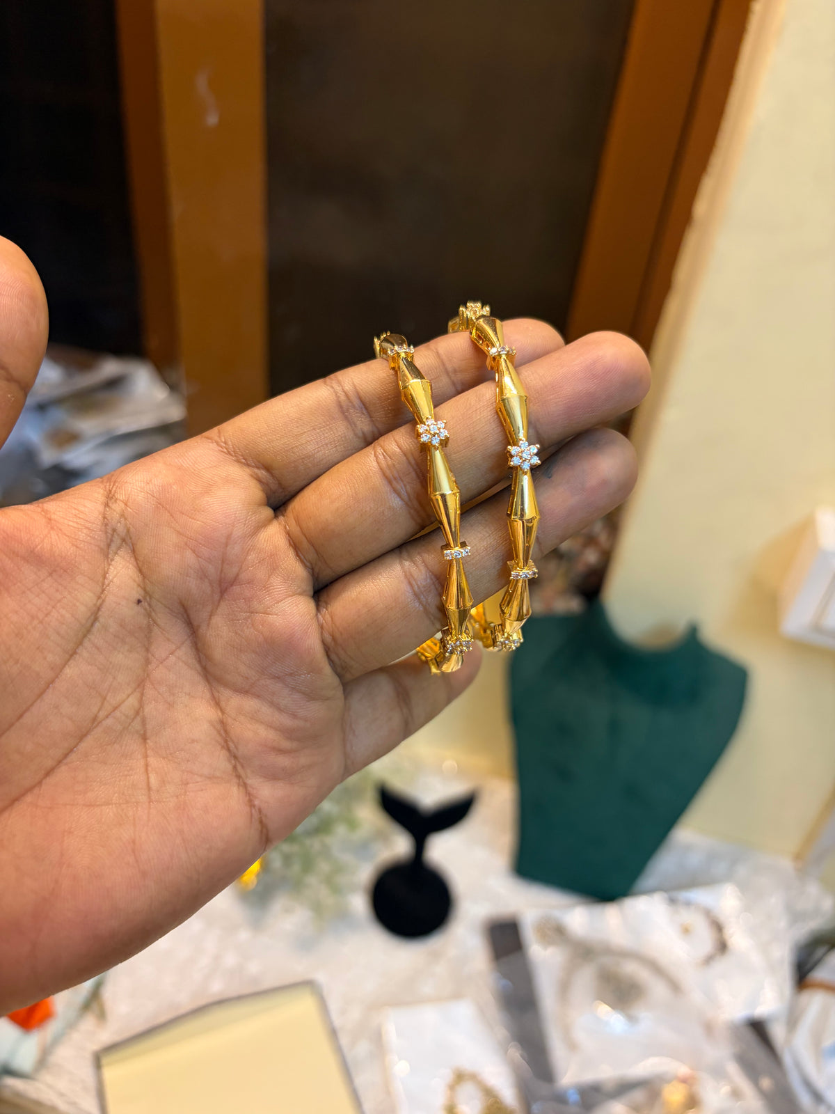 Cz gold inspired kada bangles