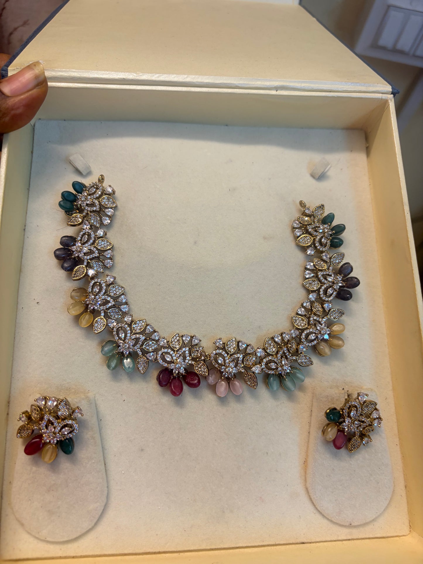 AD stones jadau necklace set premium quality