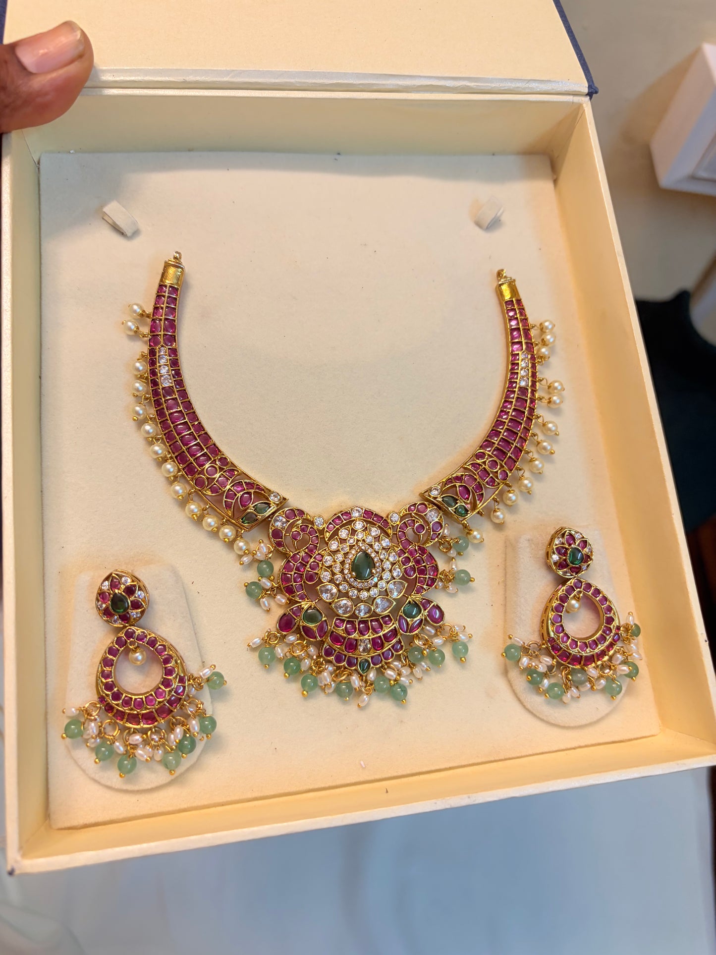 Royal Ruby kemp stones jadau Necklace set