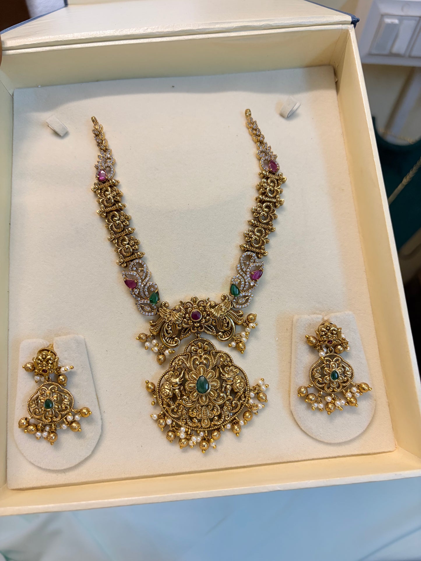 Cz Nakshi jadau necklace set