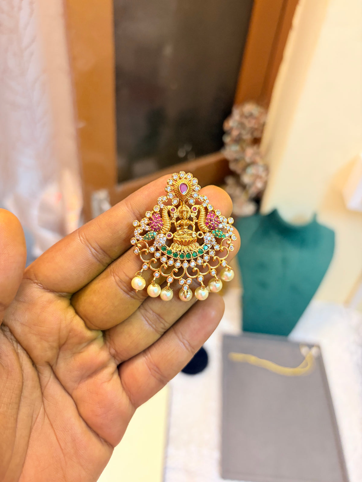 Cz stone Lakshmi locket