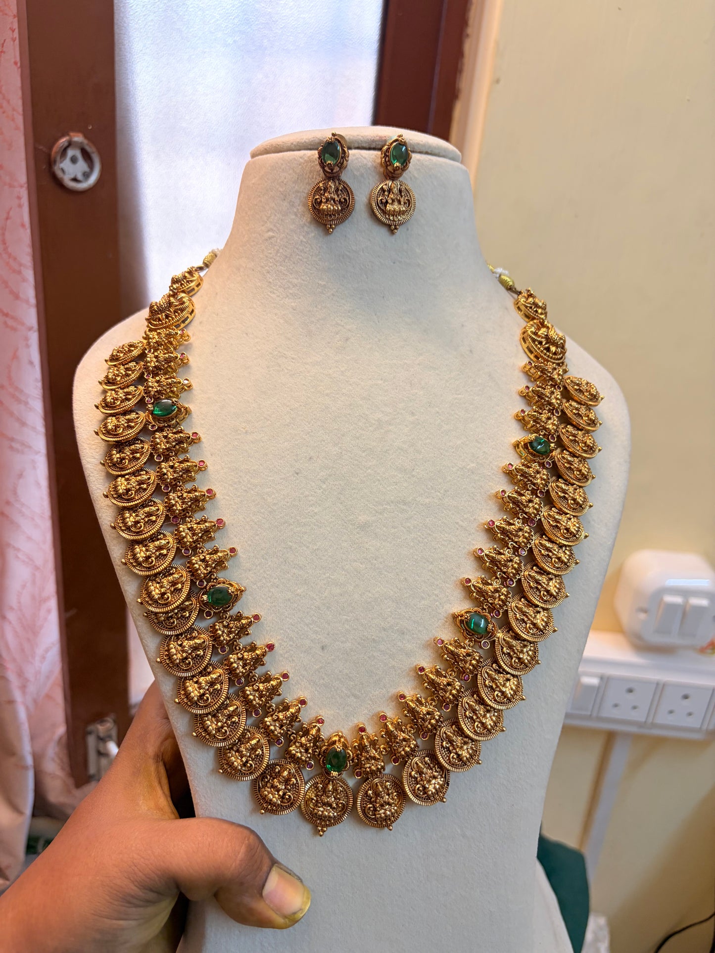 Gold antique finish Lakshmi coin haram