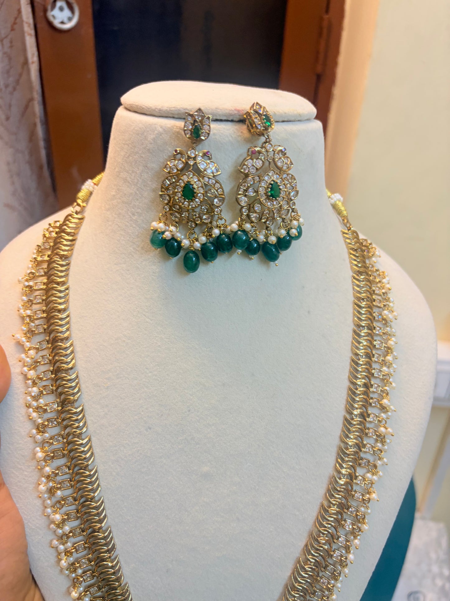Vintage style peacock Jalebi haram with modern accent