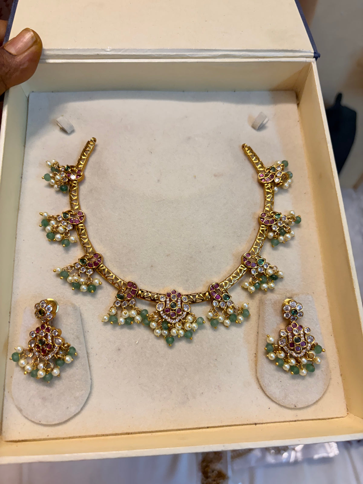 Kemp stones jadau Kanti necklace set