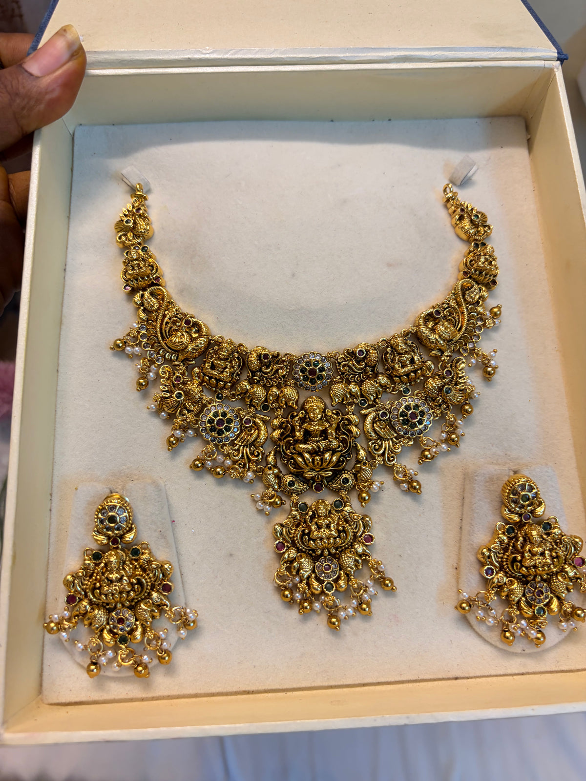 Gold antique finish jadau choker set premium quality