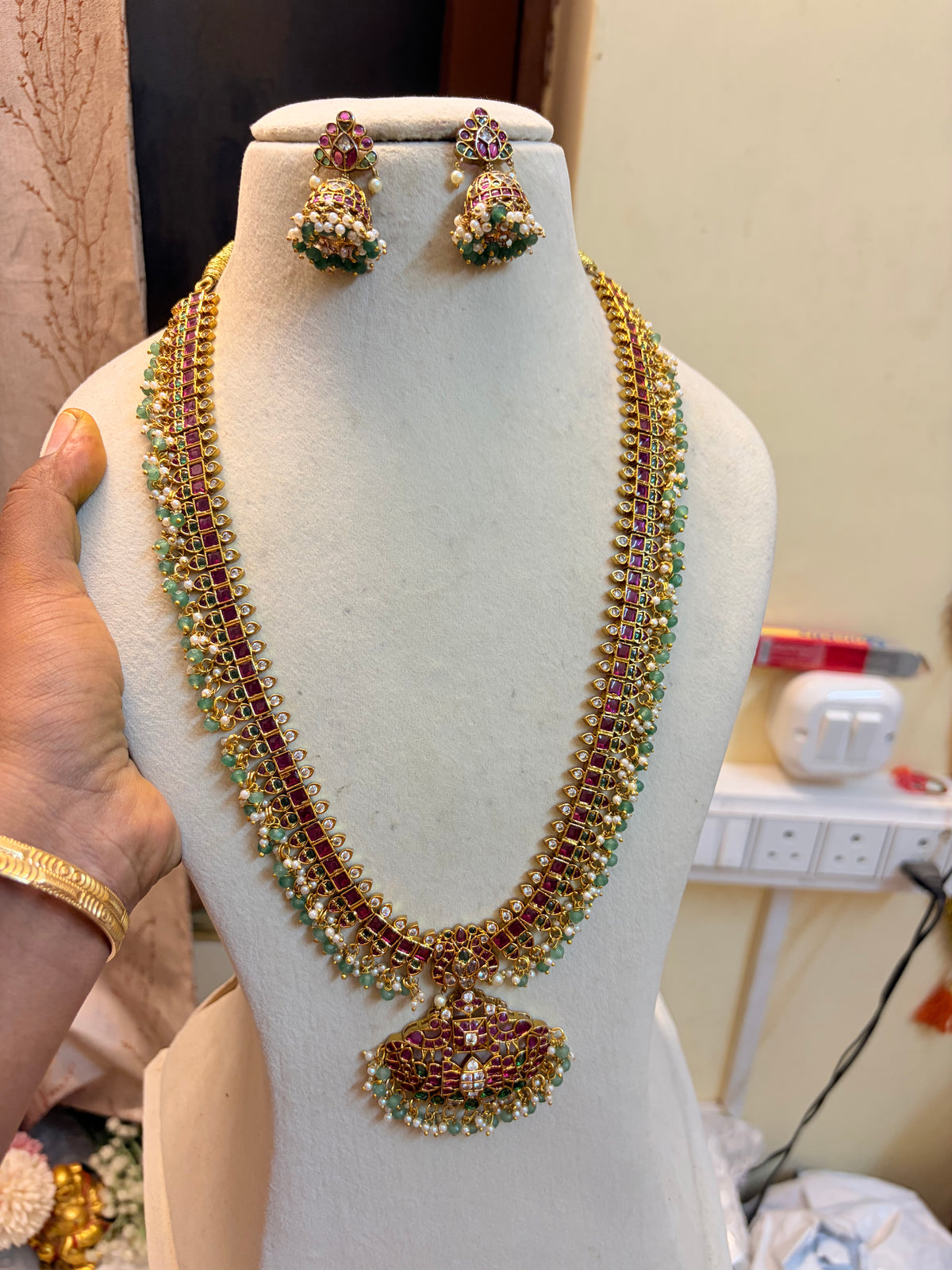 Real kemp stones jadau brass made haram premium quality