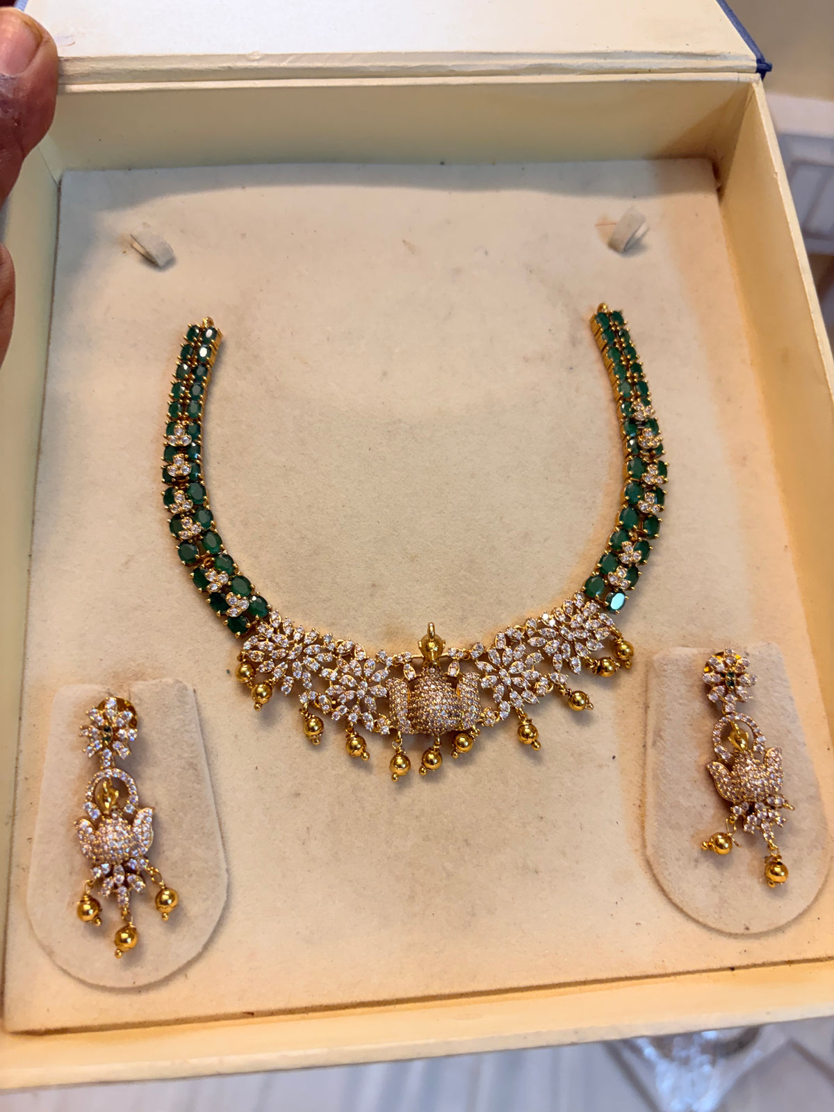AD stones emerald jadau choker set premium quality