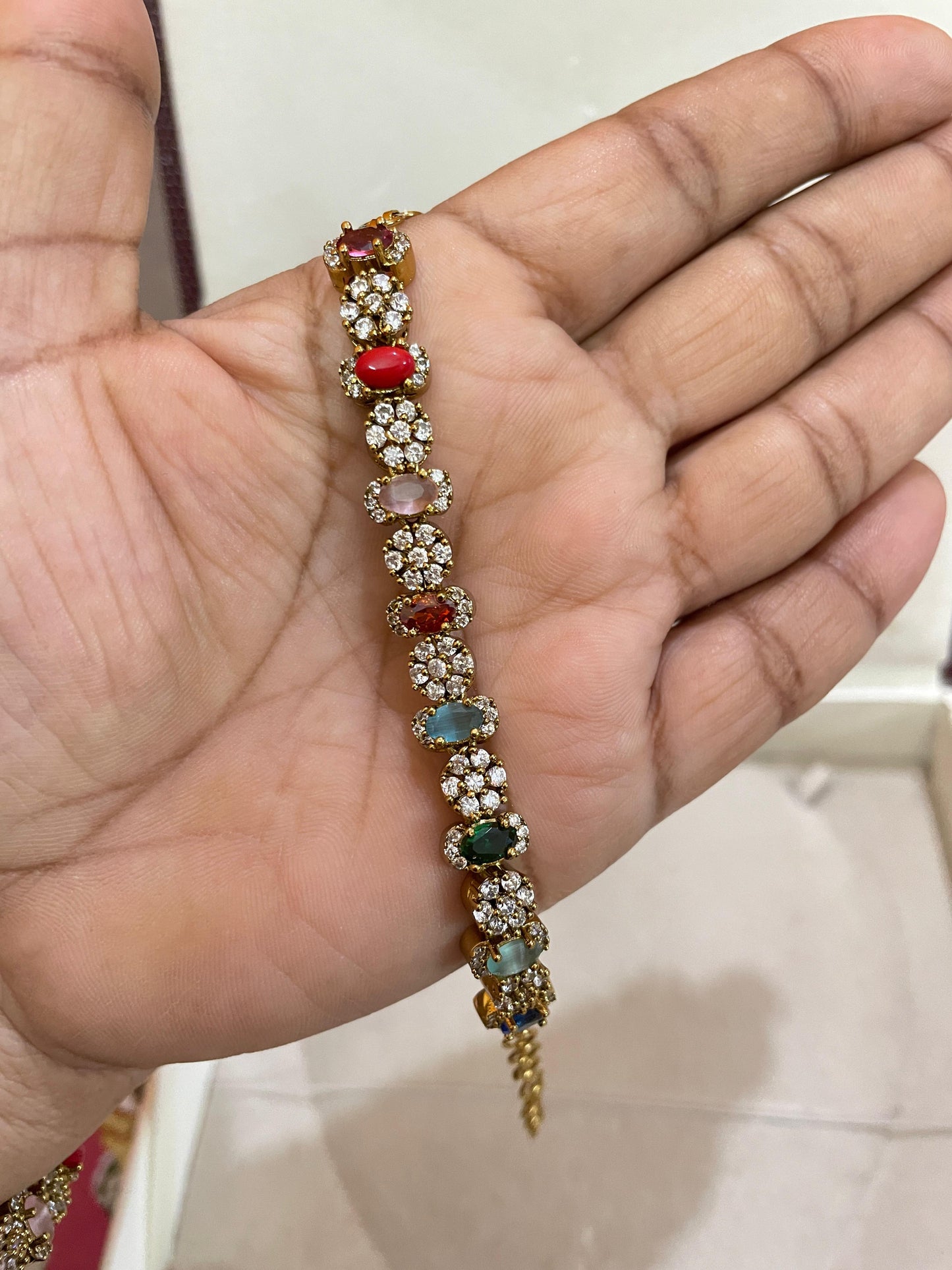 AD stones navaratna bracelet adjustable premium quality