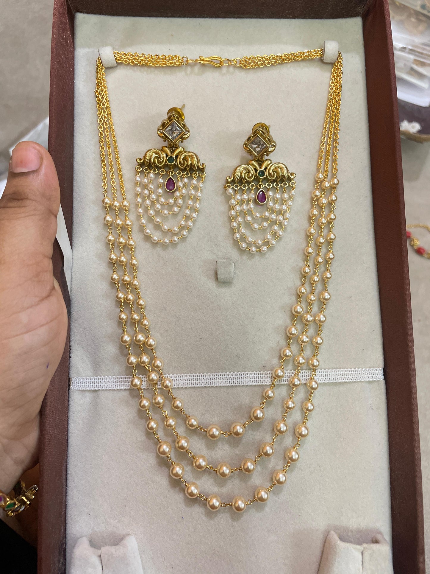 Handmade pearl chain premium quality with earrings