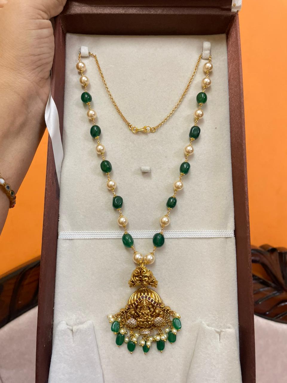Handmade beads chain with nakshi locket