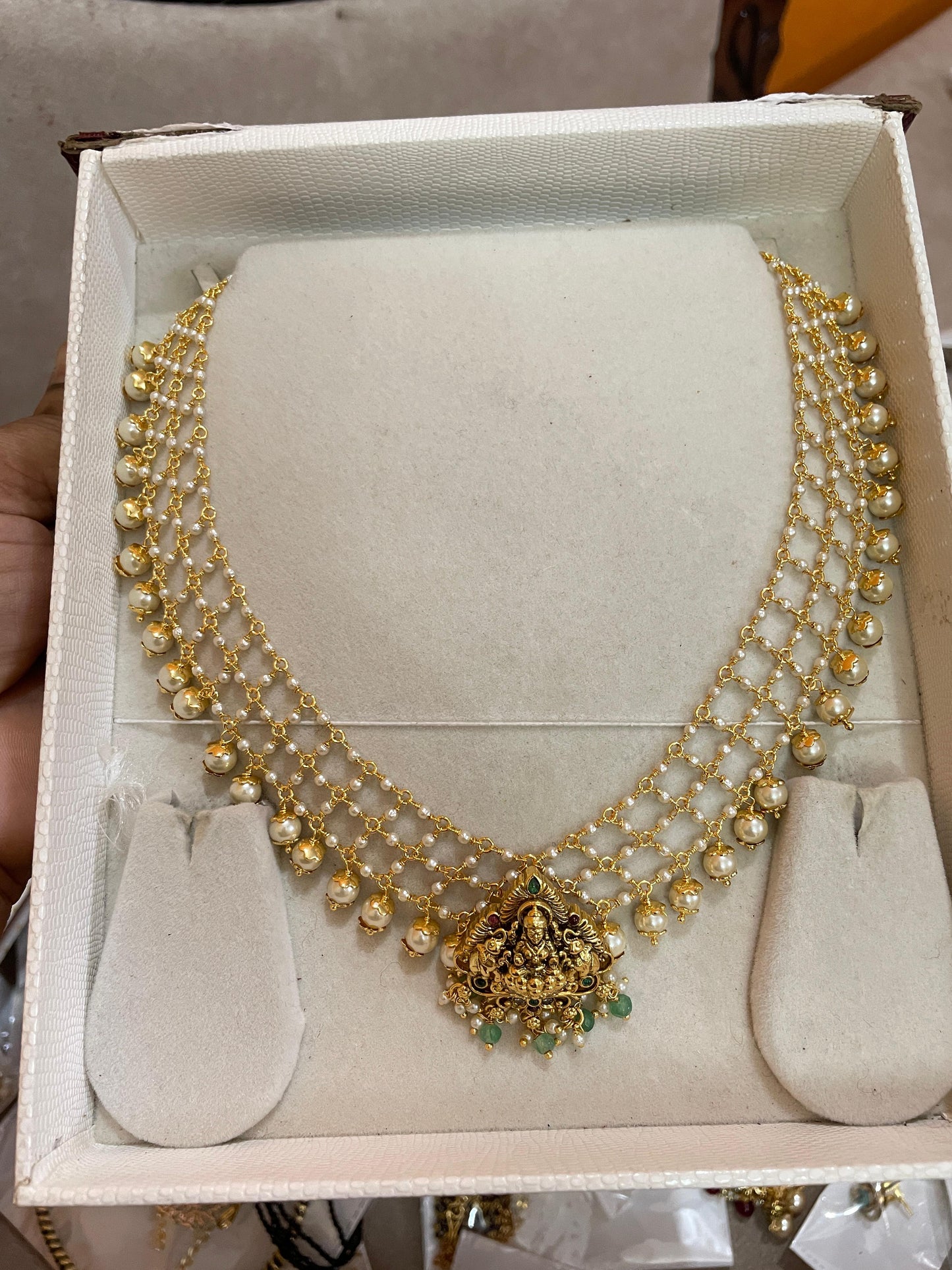 Antique finish locket pearl chain premium quality