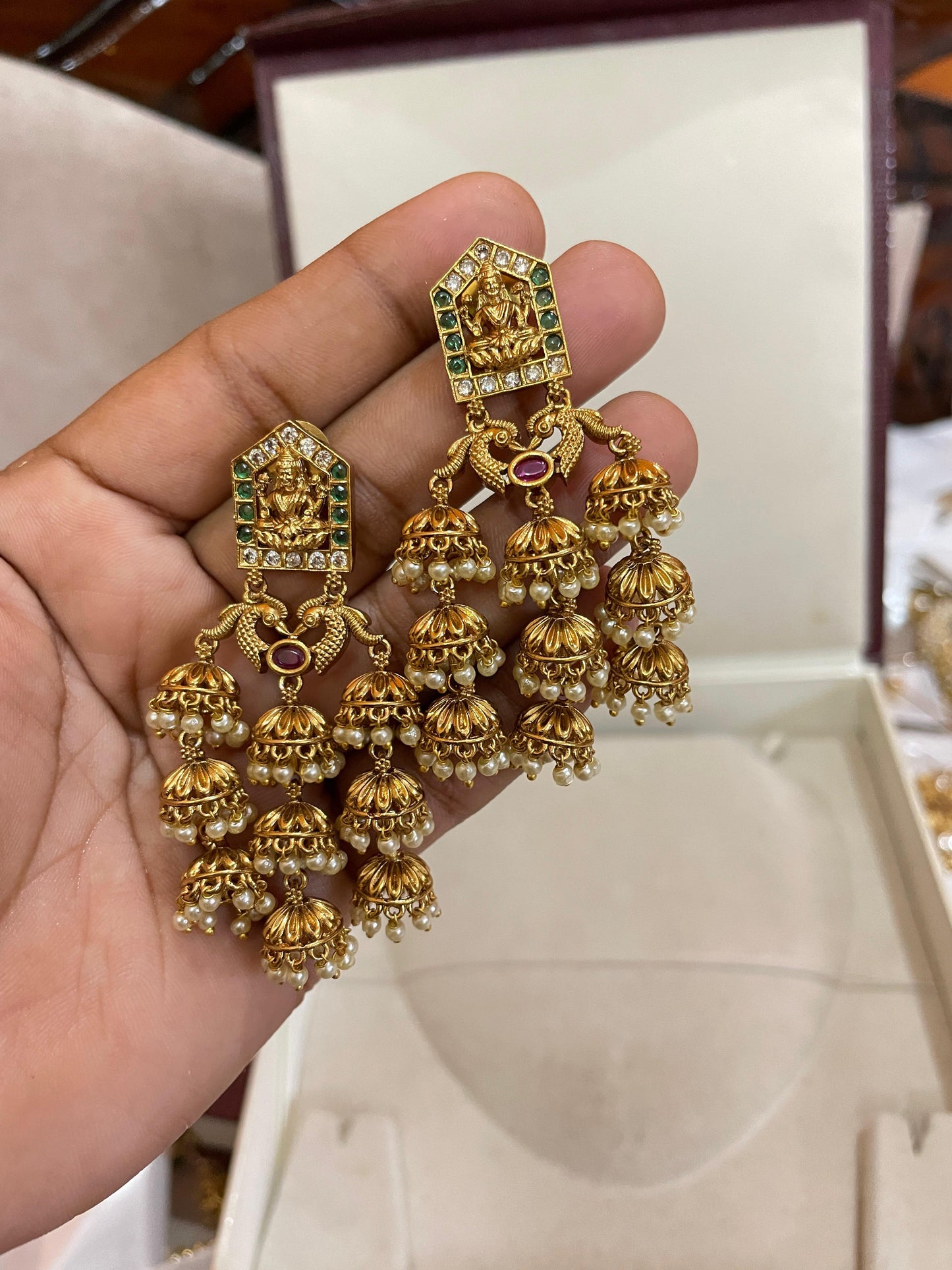 Divine lakshmi jhumka cascade earrings