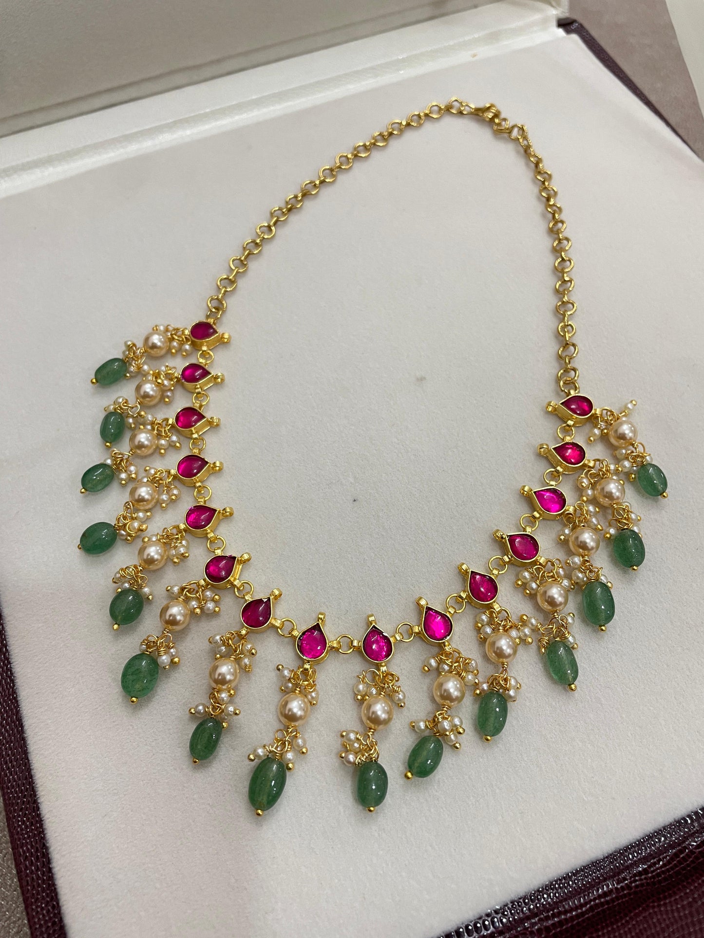 Classic ruby teardrop necklace set