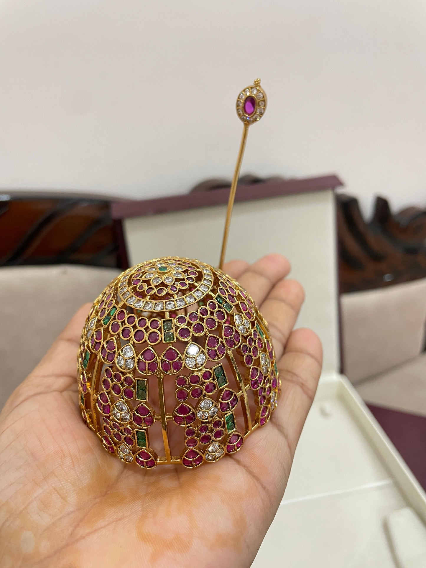 Real Kemp stone Hair bun jadau accessories