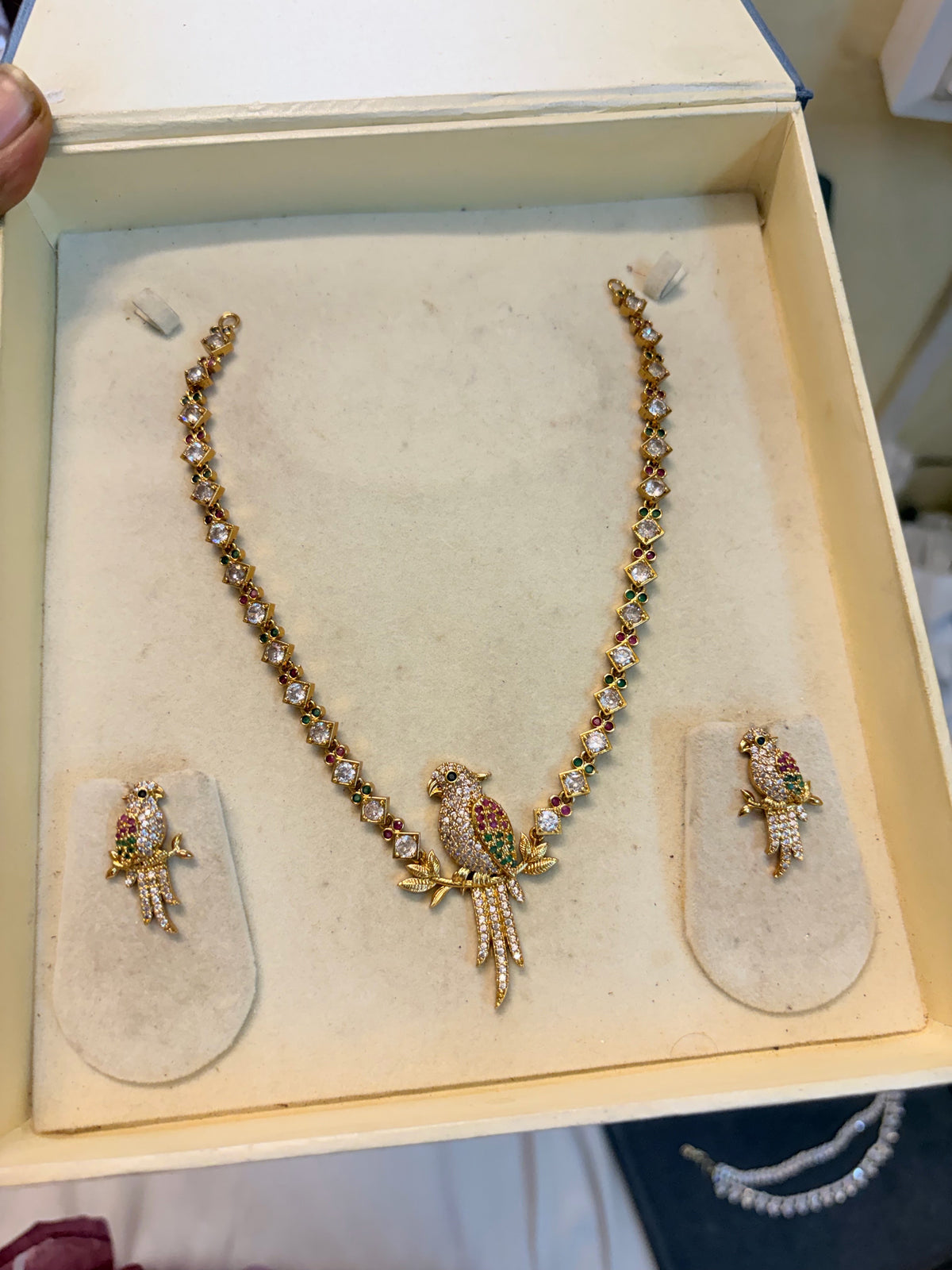 AD stones jadau parrot necklace set premium quality