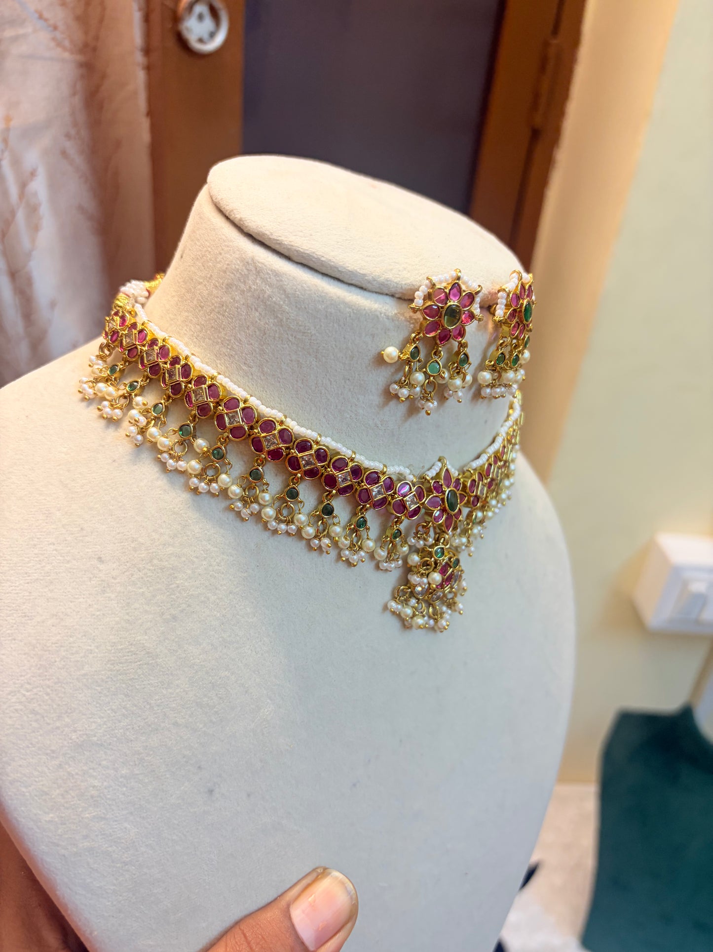 Real kemp stones jadau Kundan choker set