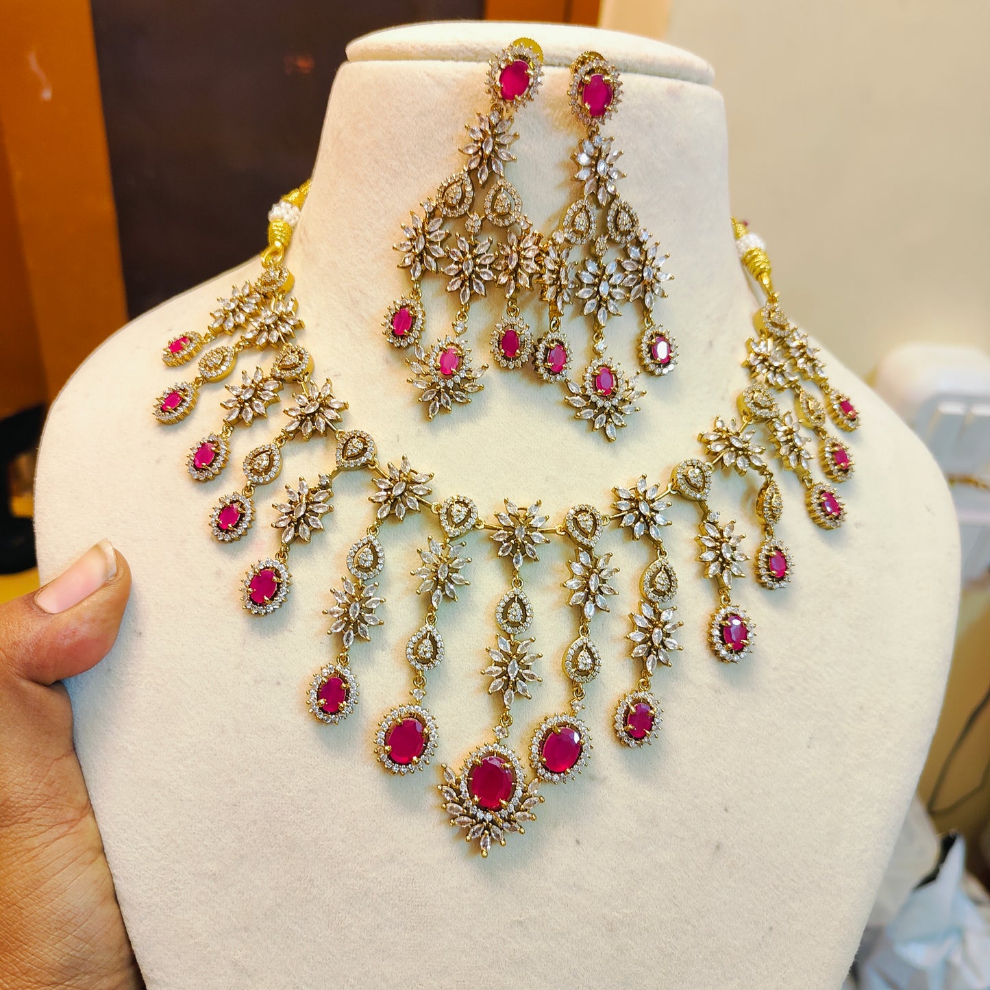 AD stones Victoria jadau finish choker set bridal design premium quality