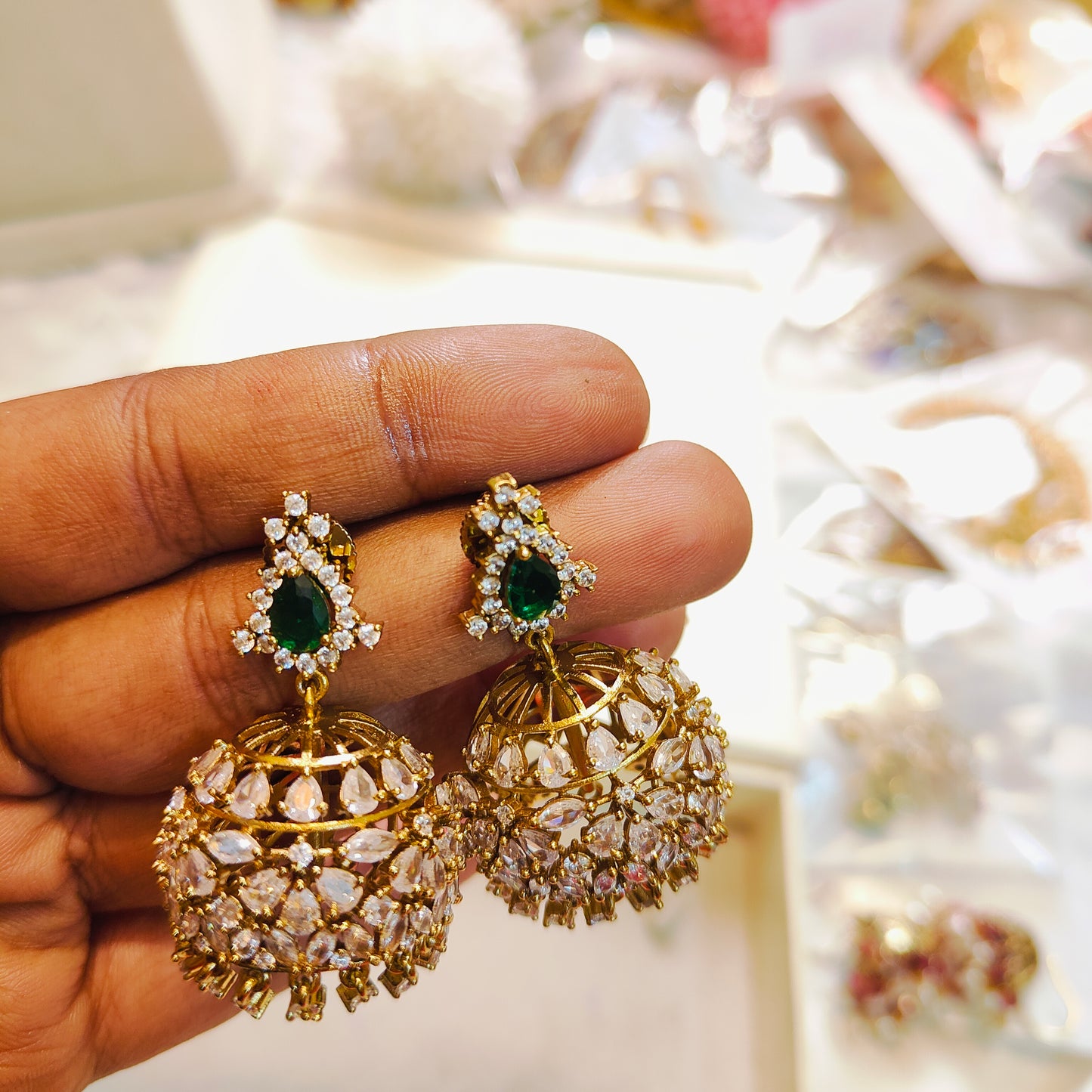 Mesmerizing gold antique finish jhumka premium quality