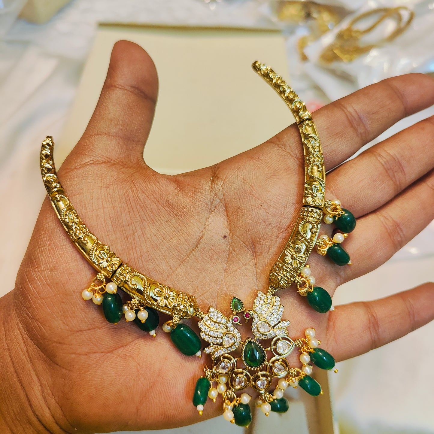 Gold antique finish Kanti necklace set premium quality