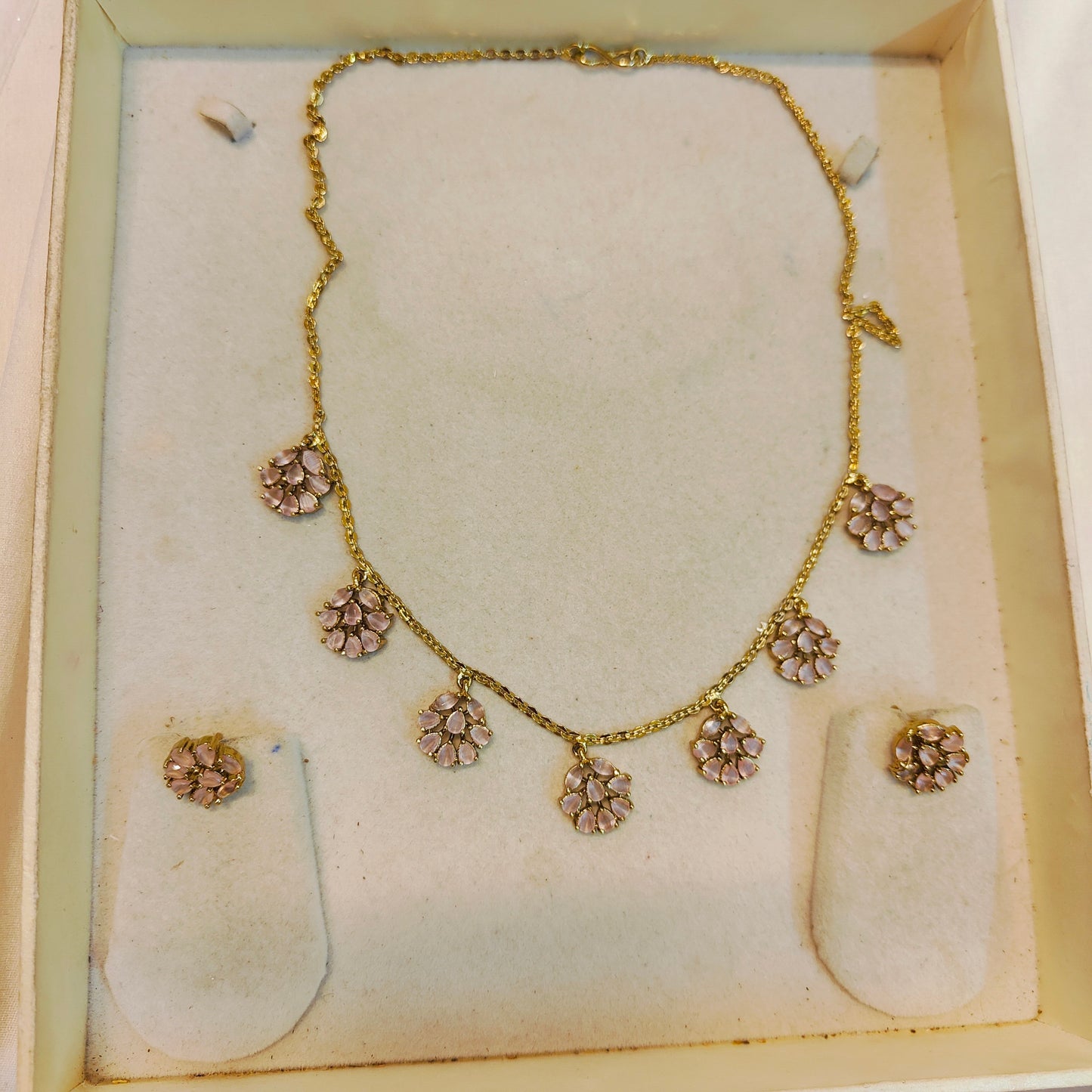 Cz stone diamond replica necklace set premium quality