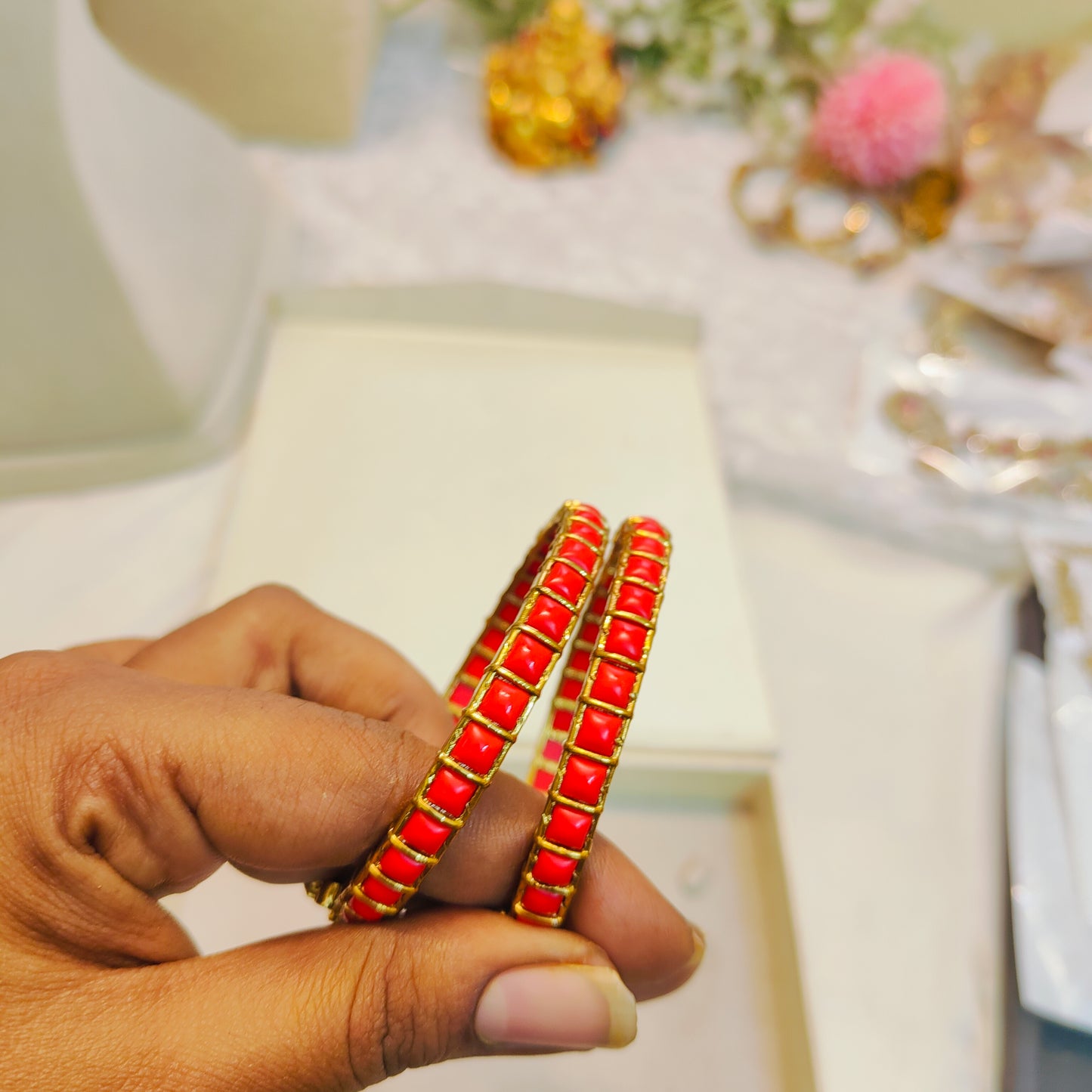 Gold antique finish pagadam bangles premium quality