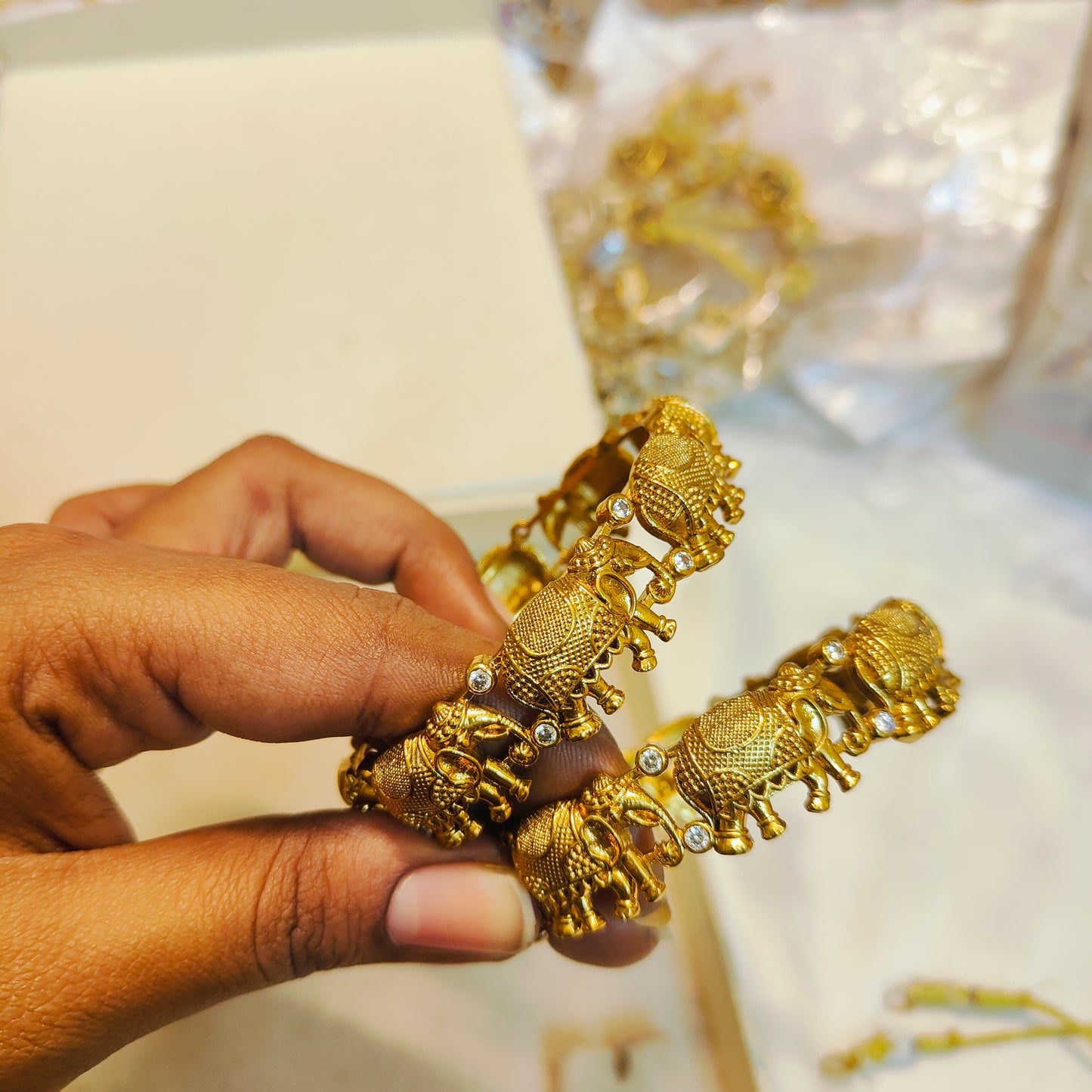 Gold antique finish bangles premium quality