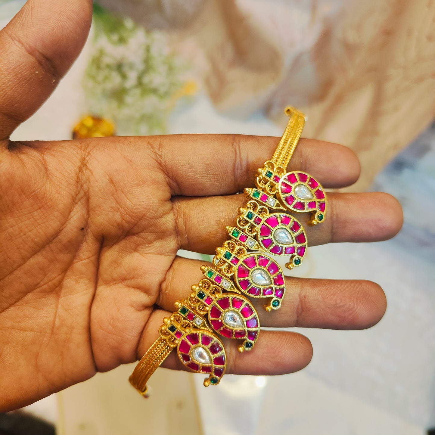 Jadau kundan mango Kemp stone chokerset premium quality