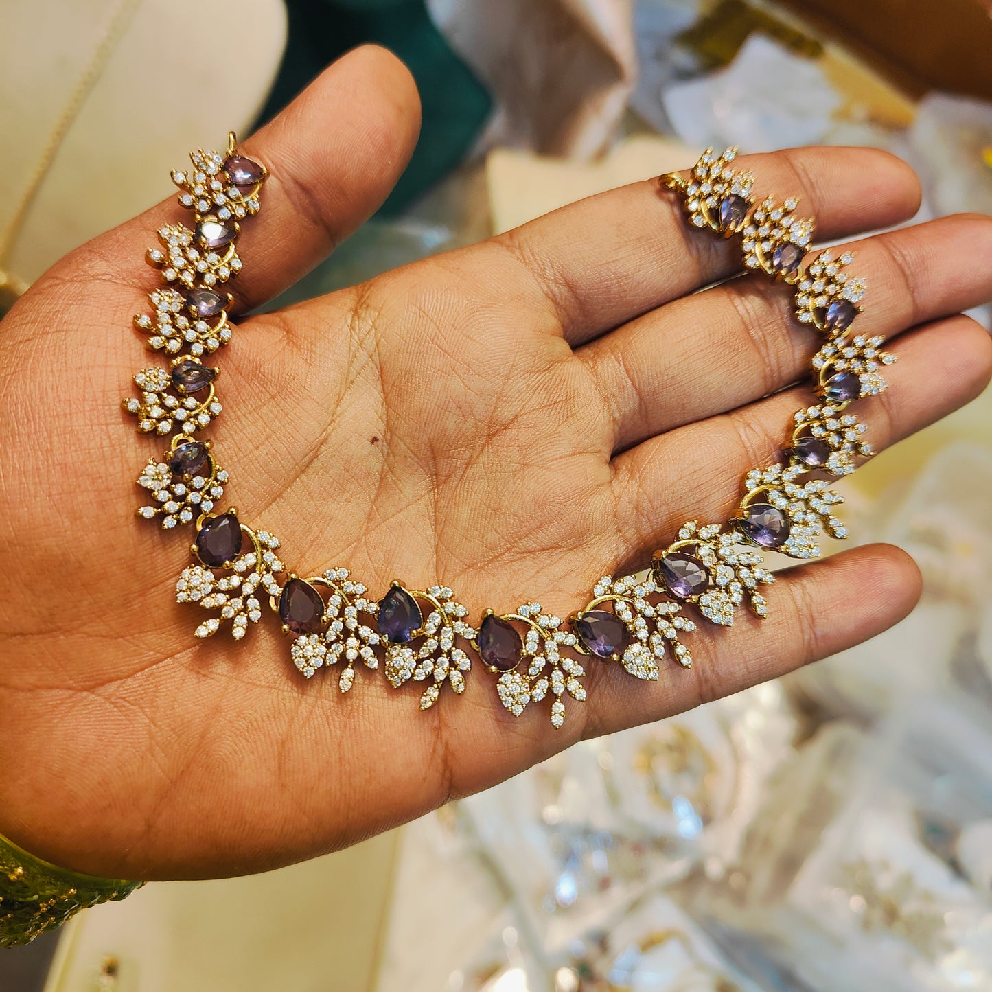 Diamond replica cz stone necklace set premium quality