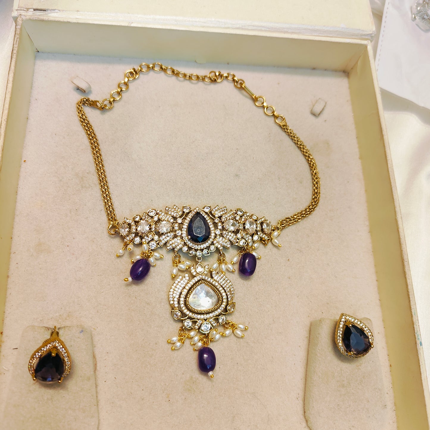 Moissanite kundan chokerset