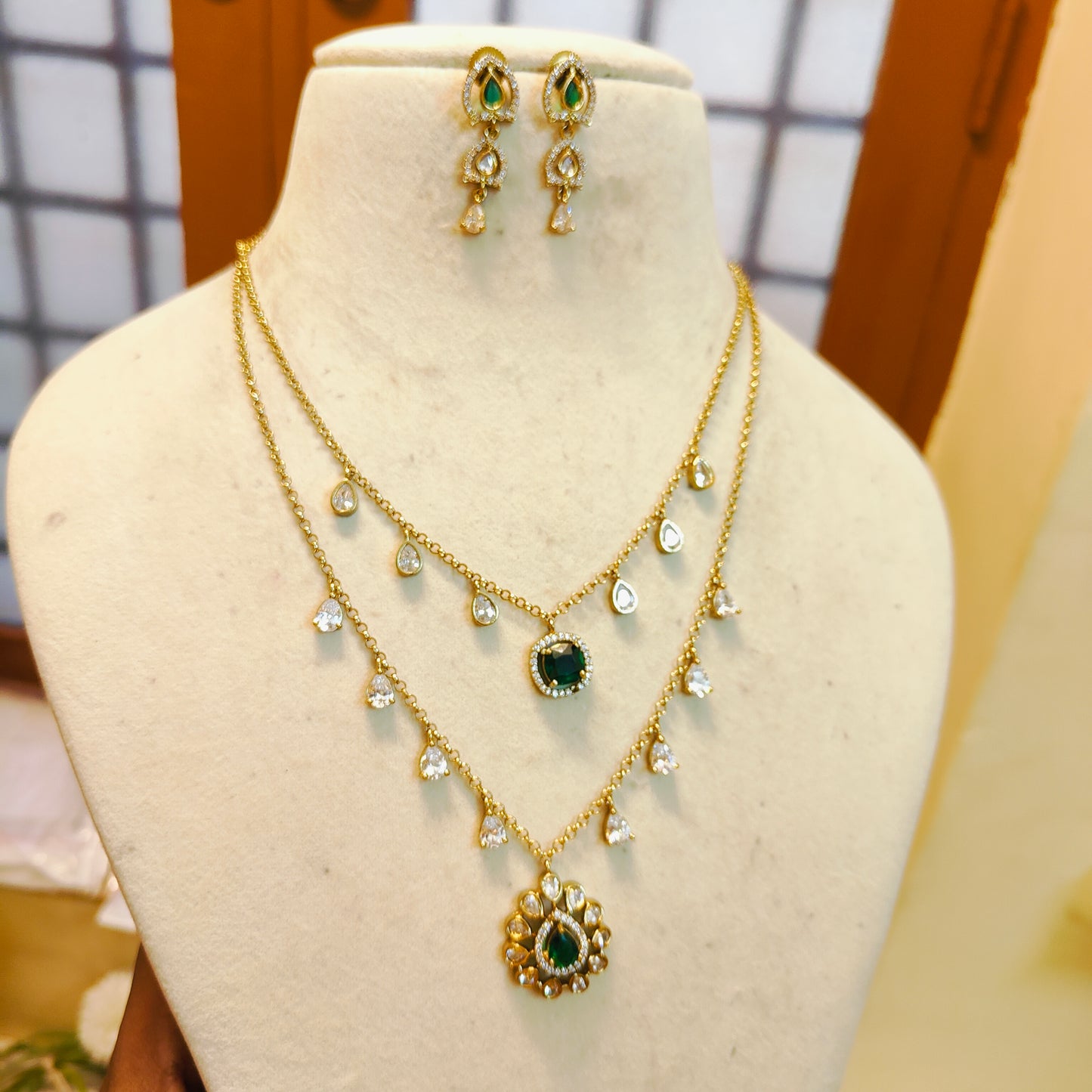 Elegant double layer diamond replica set