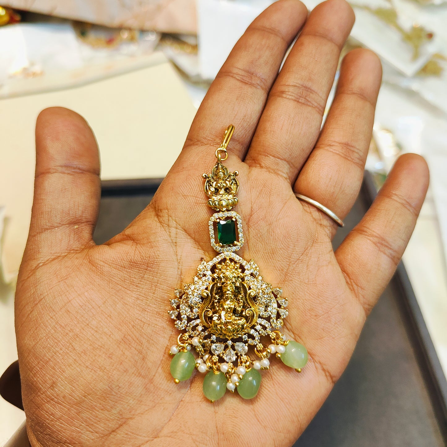 Cz antique lakshmi tika