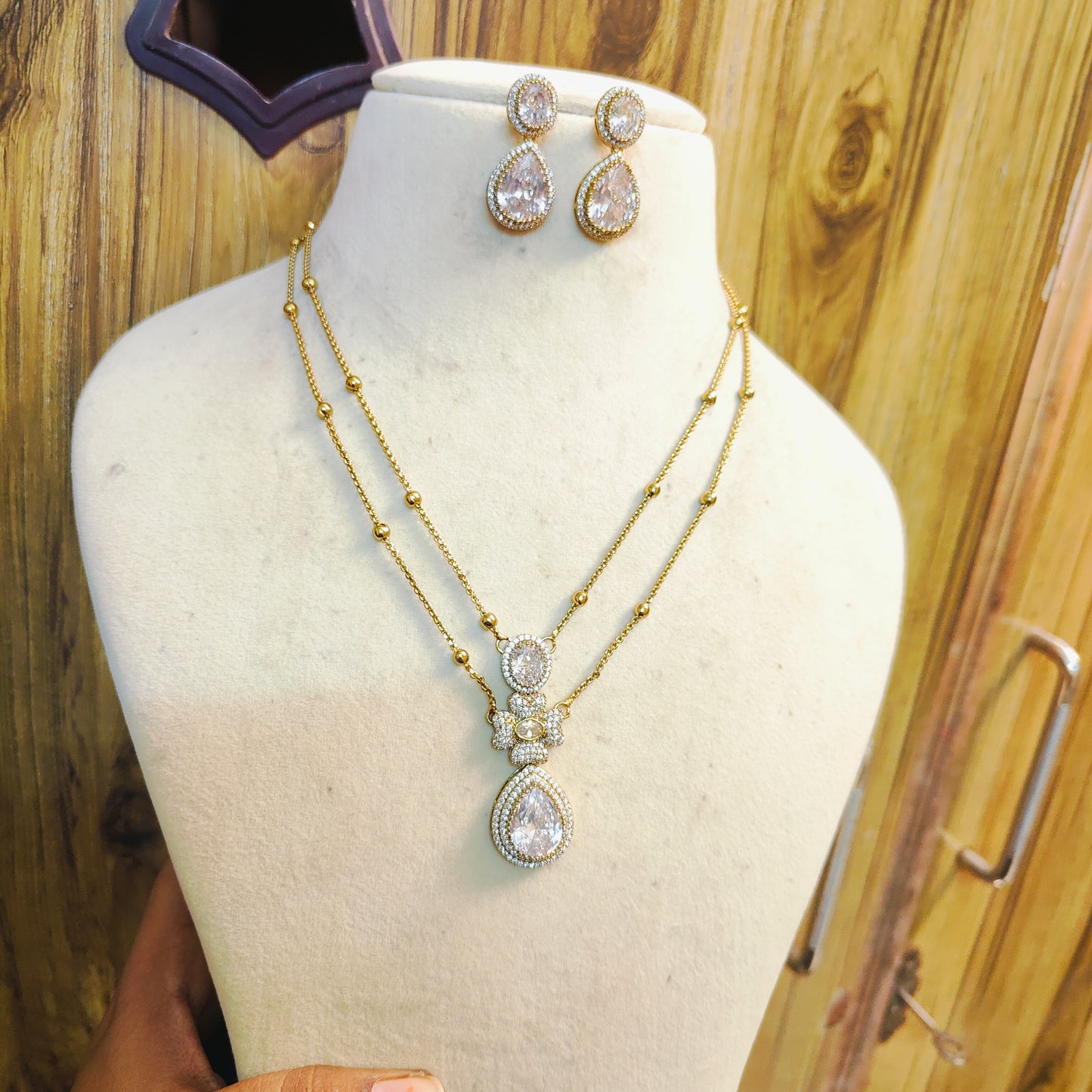 Stunning double layer AD stone chain set