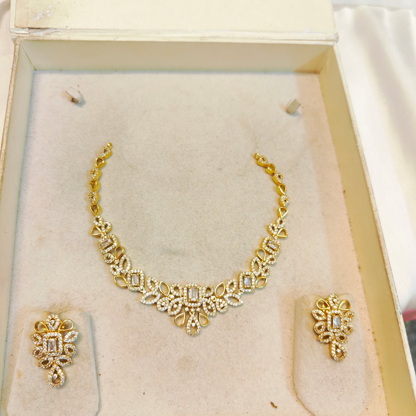 Elegant AD stones gold plated necklace set