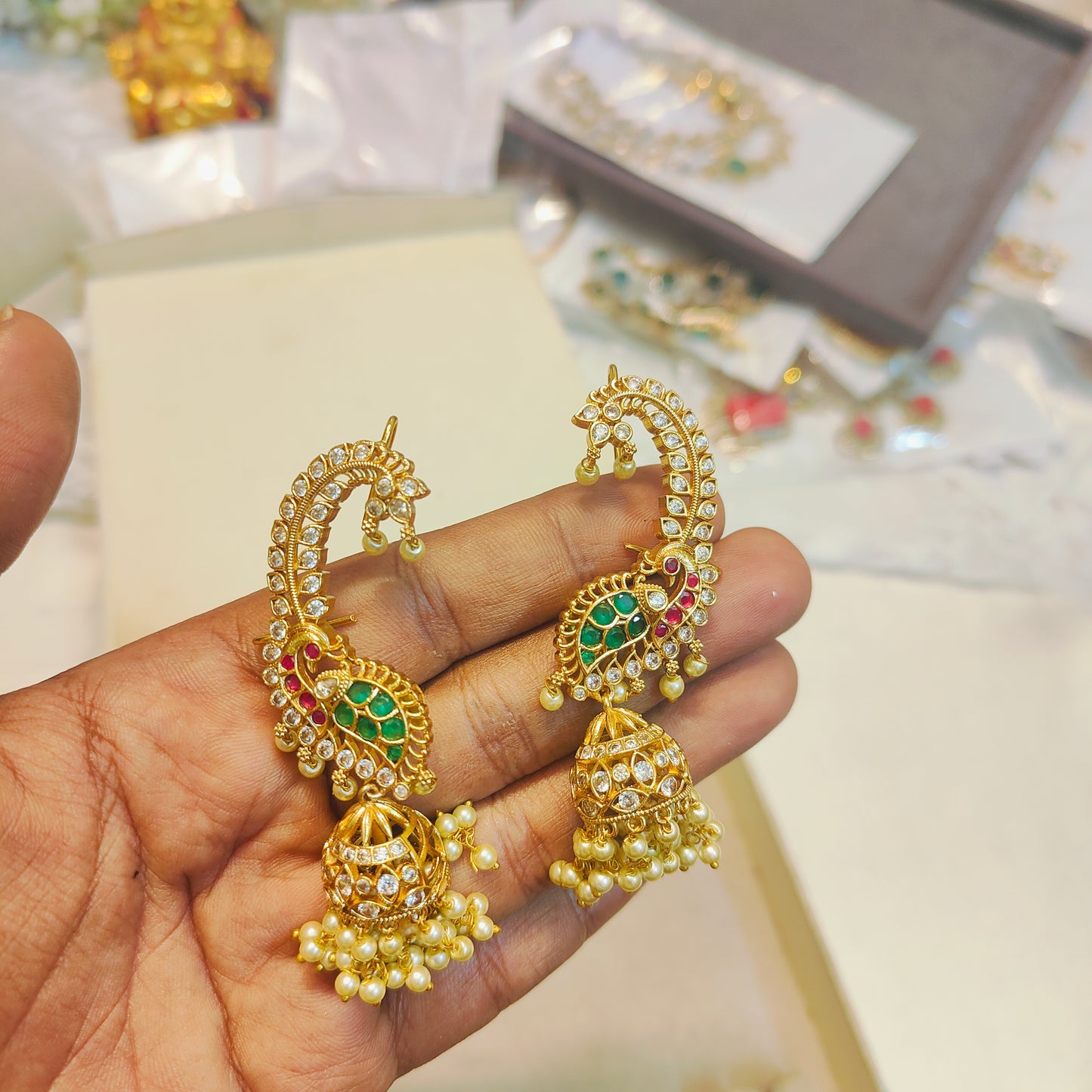 Cz stone earcuff jhumka