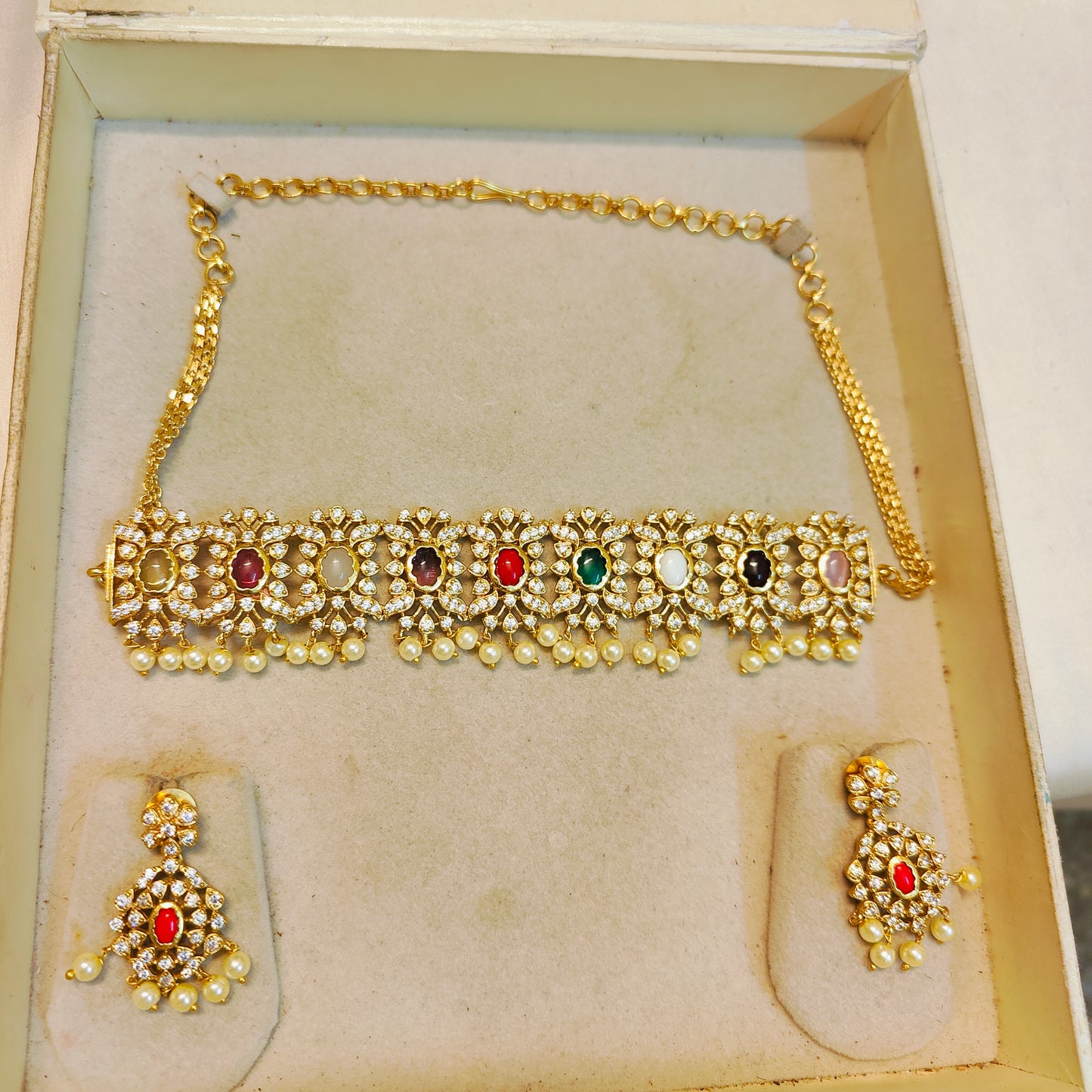 Cz stone navratna chokerset